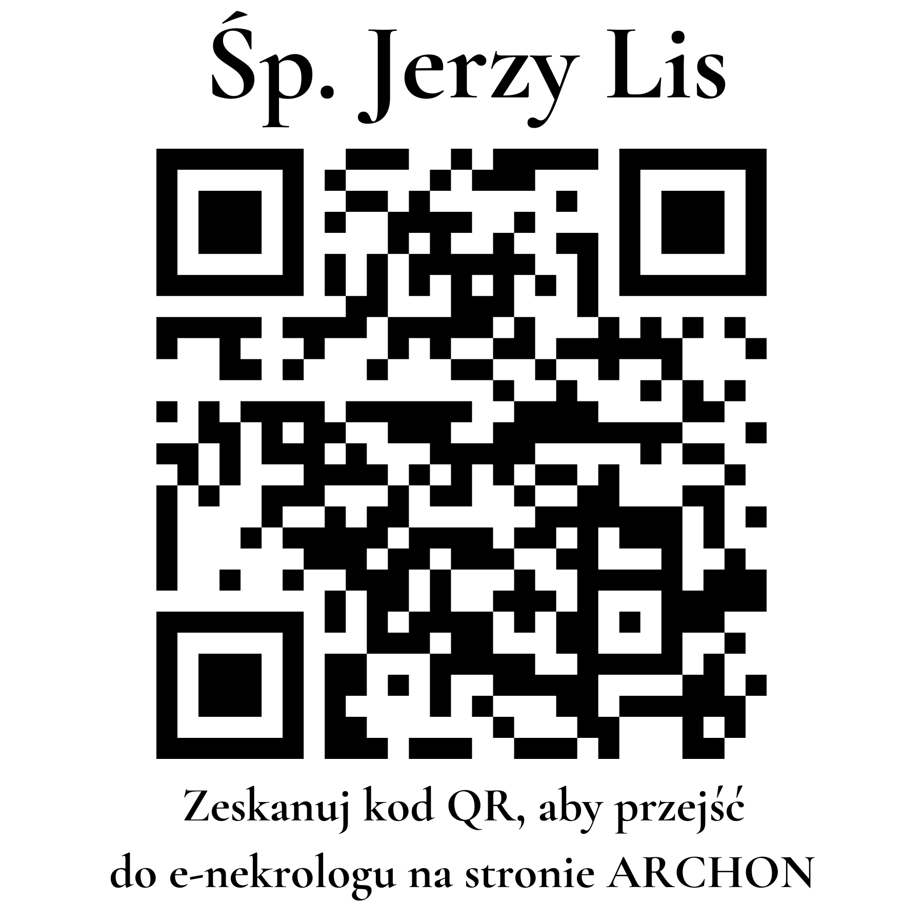 Kod QR do nekrologu Jerzy Lis