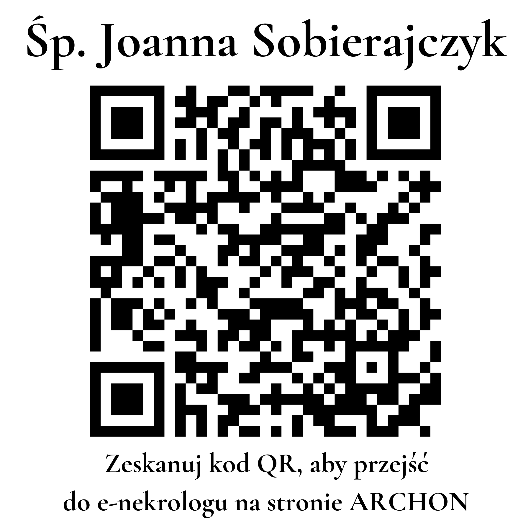 Kod QR do nekrologu Joanna Sobierajczyk