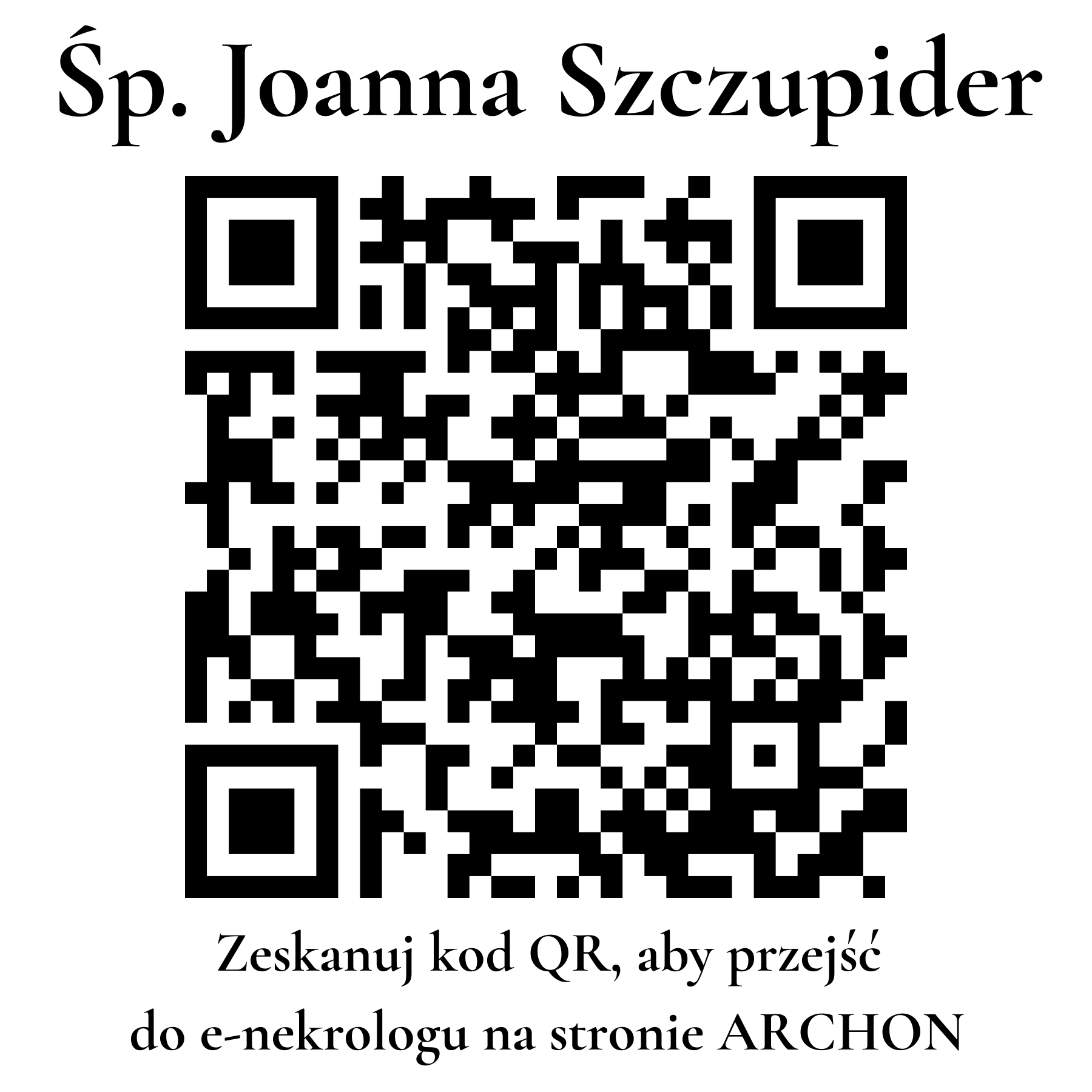 Kod QR do nekrologu Joanna Szczupider