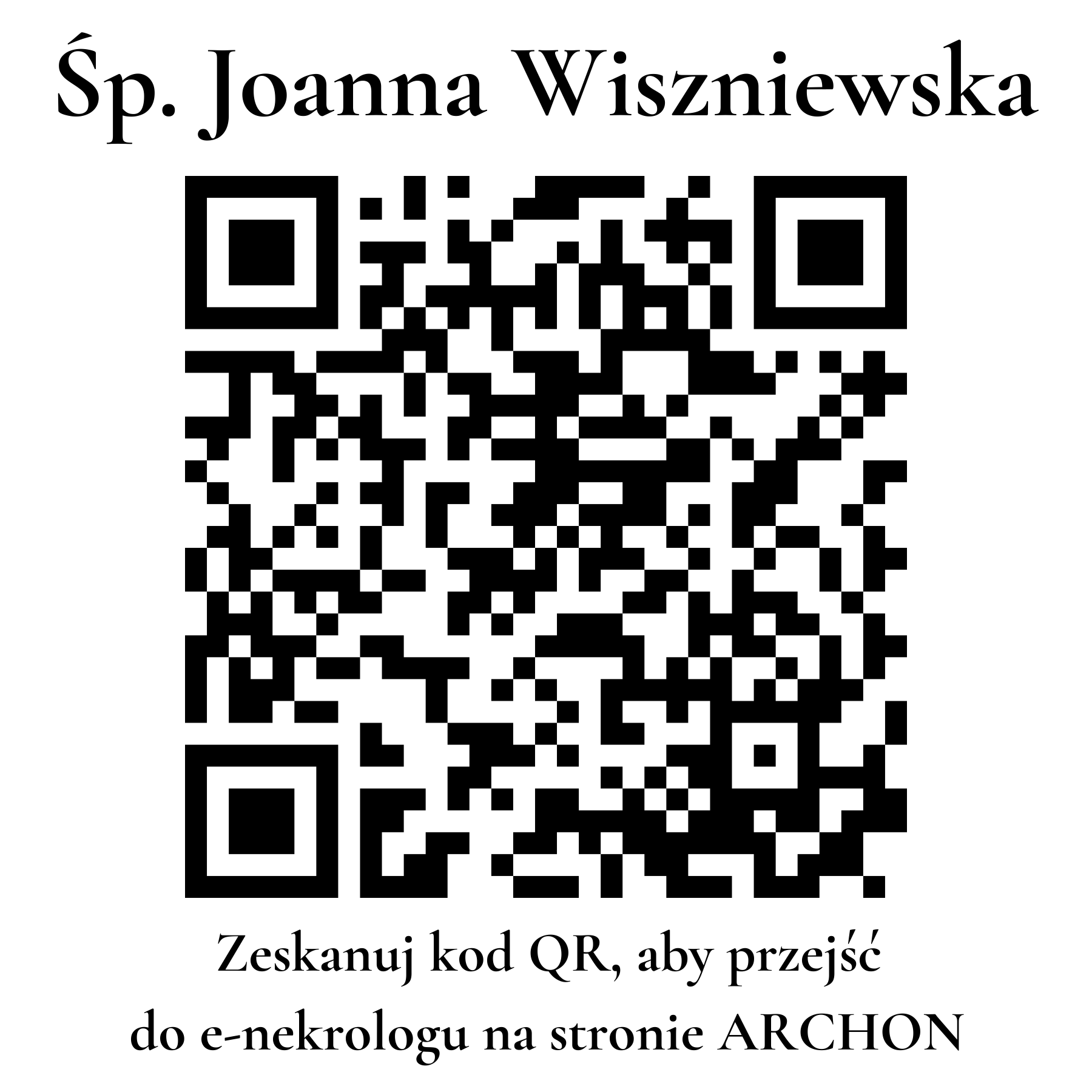 Kod QR do nekrologu Joanna Wiszniewska