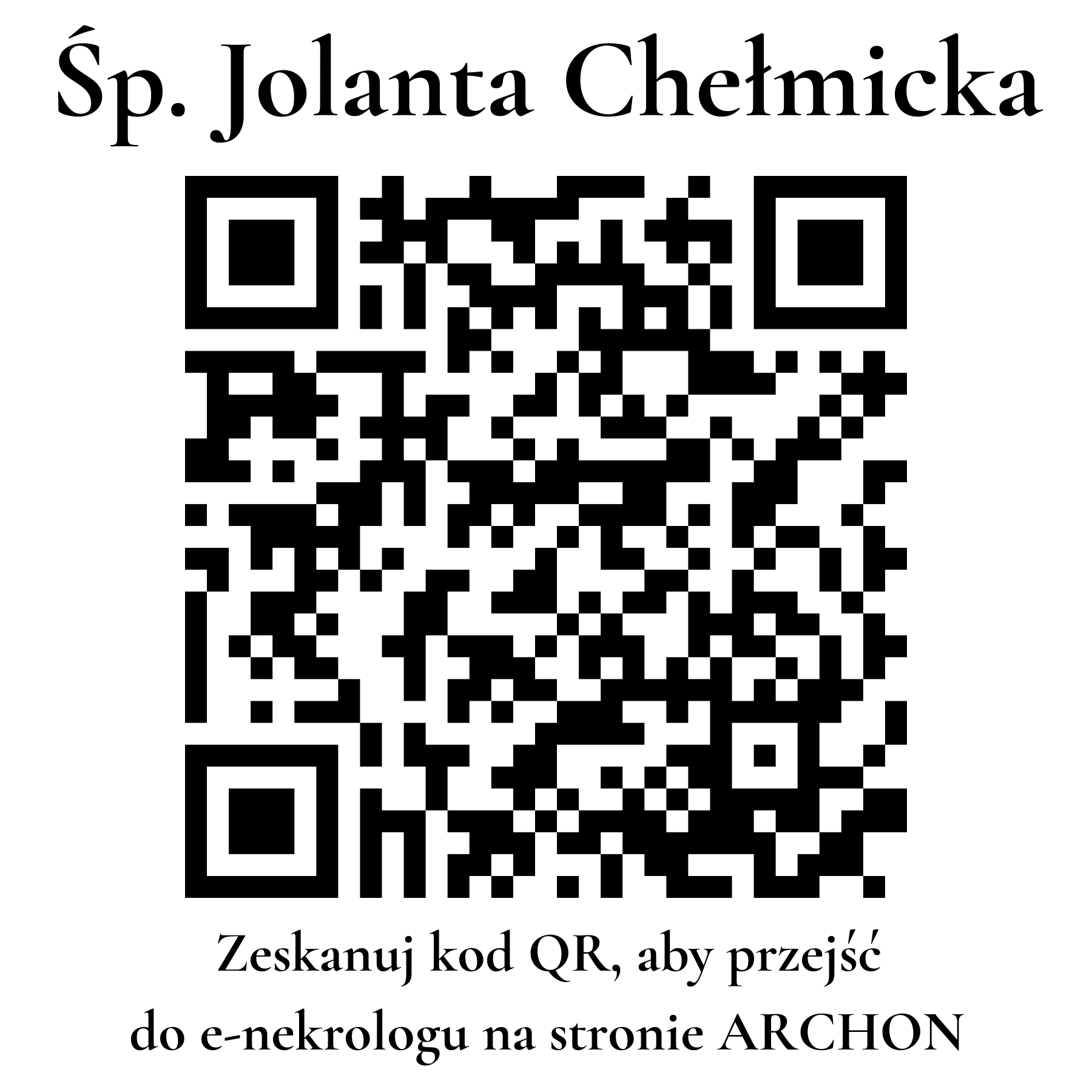 Kod QR do nekrologu Jolanta Chełmicka
