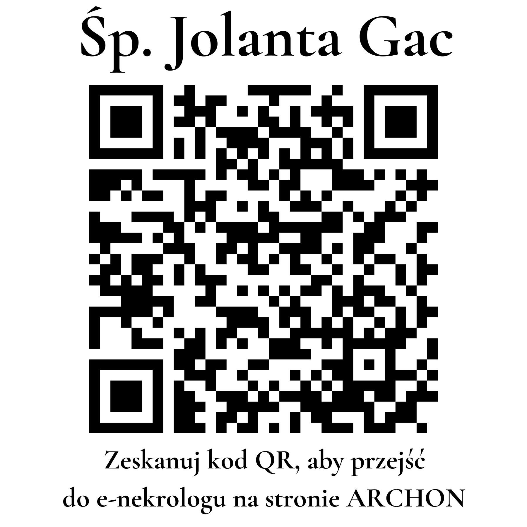 Kod QR do nekrologu Jolanta Gac