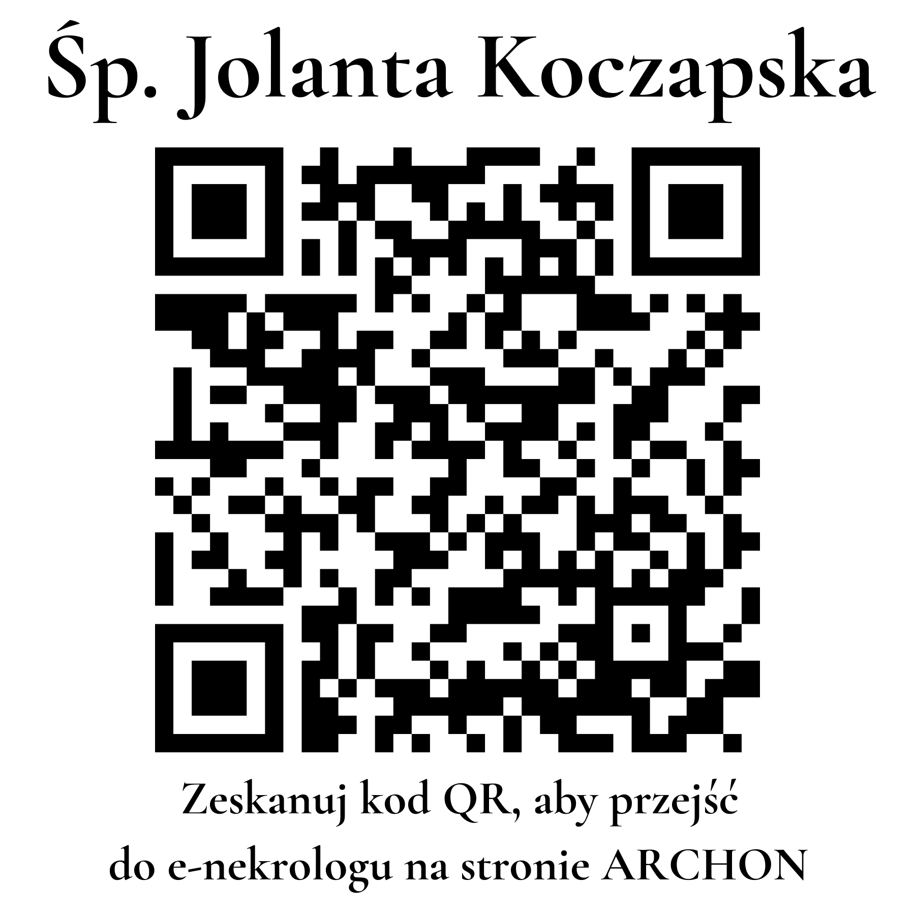 Kod QR do nekrologu Jolanta Koczapska