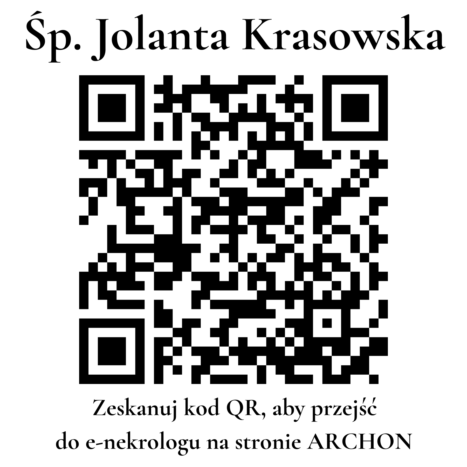 Kod QR do nekrologu Jolanta Krasowska