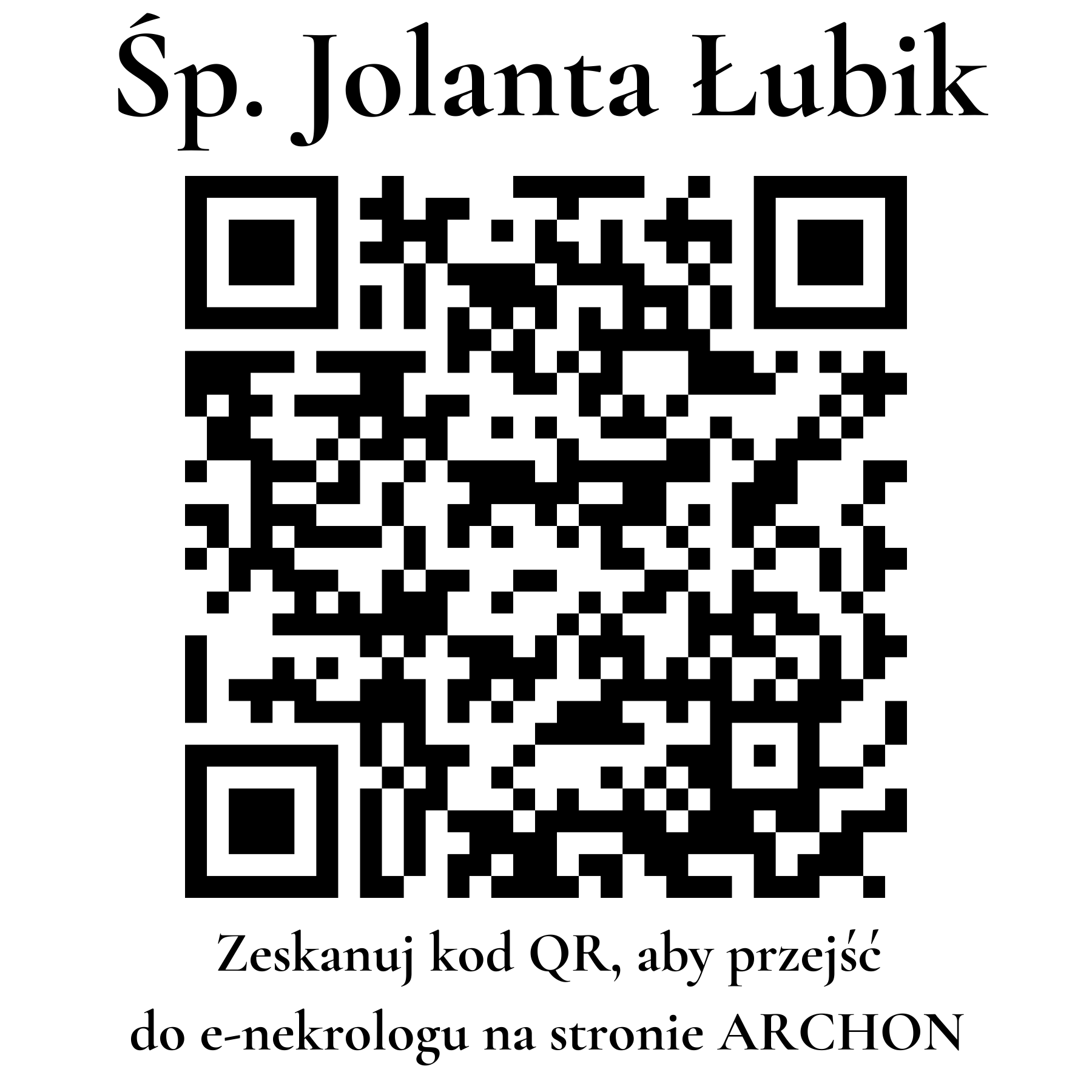 Kod QR do nekrologu Jolanta Łubik