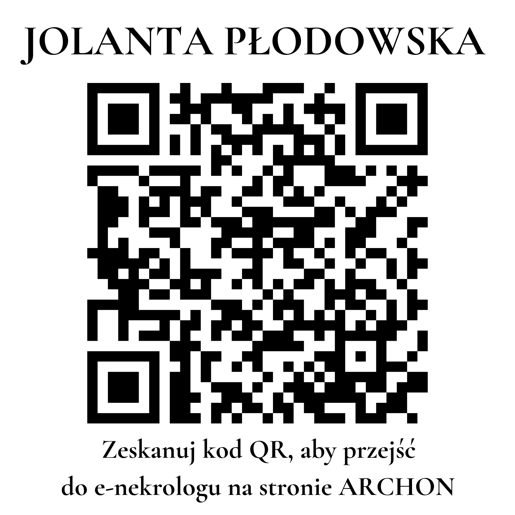 Kod QR do nekrologu JOLANTA PŁODOWSKA