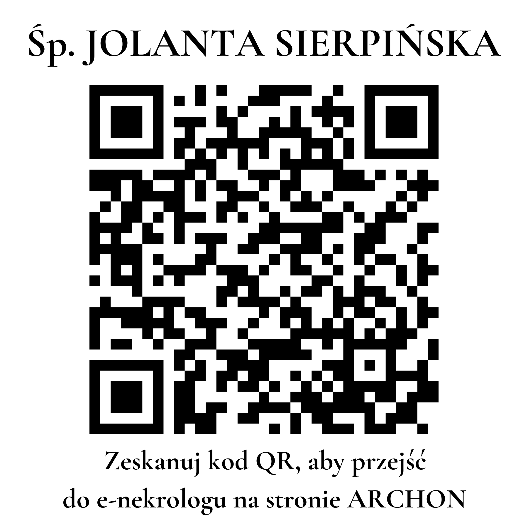 Kod QR do nekrologu JOLANTA SIERPIŃSKA