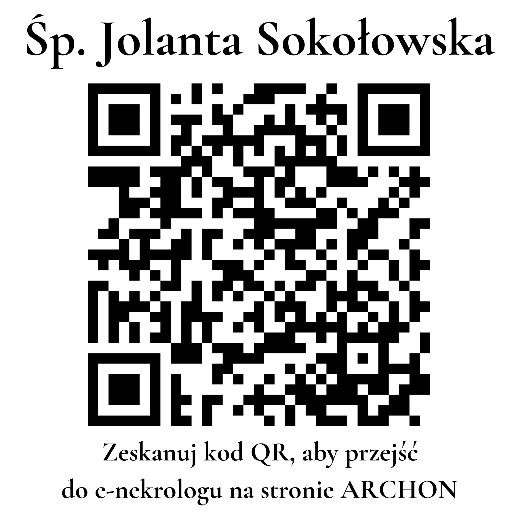 Kod QR do nekrologu Jolanta Sokołowska