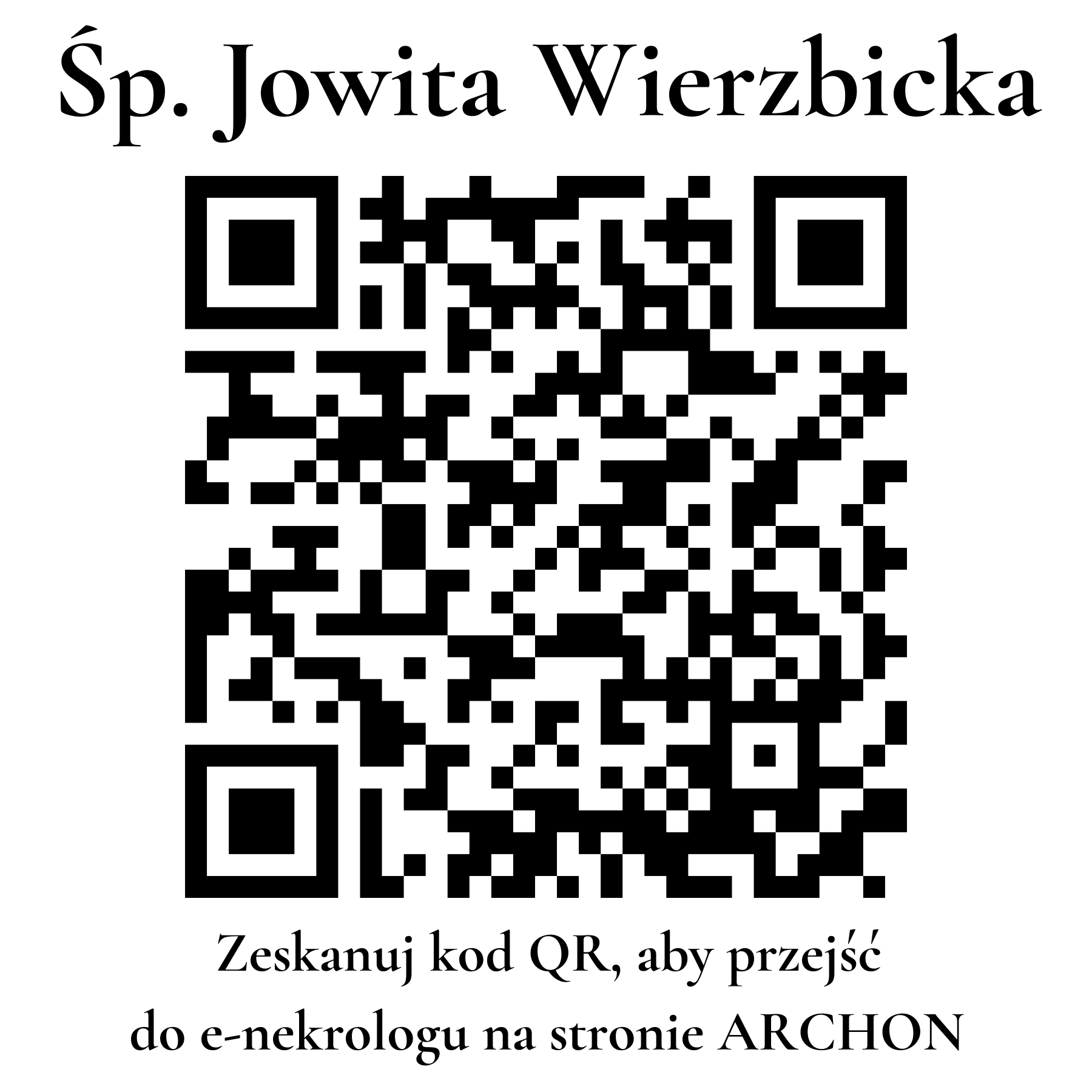 Kod QR do nekrologu Jowita Wierzbicka