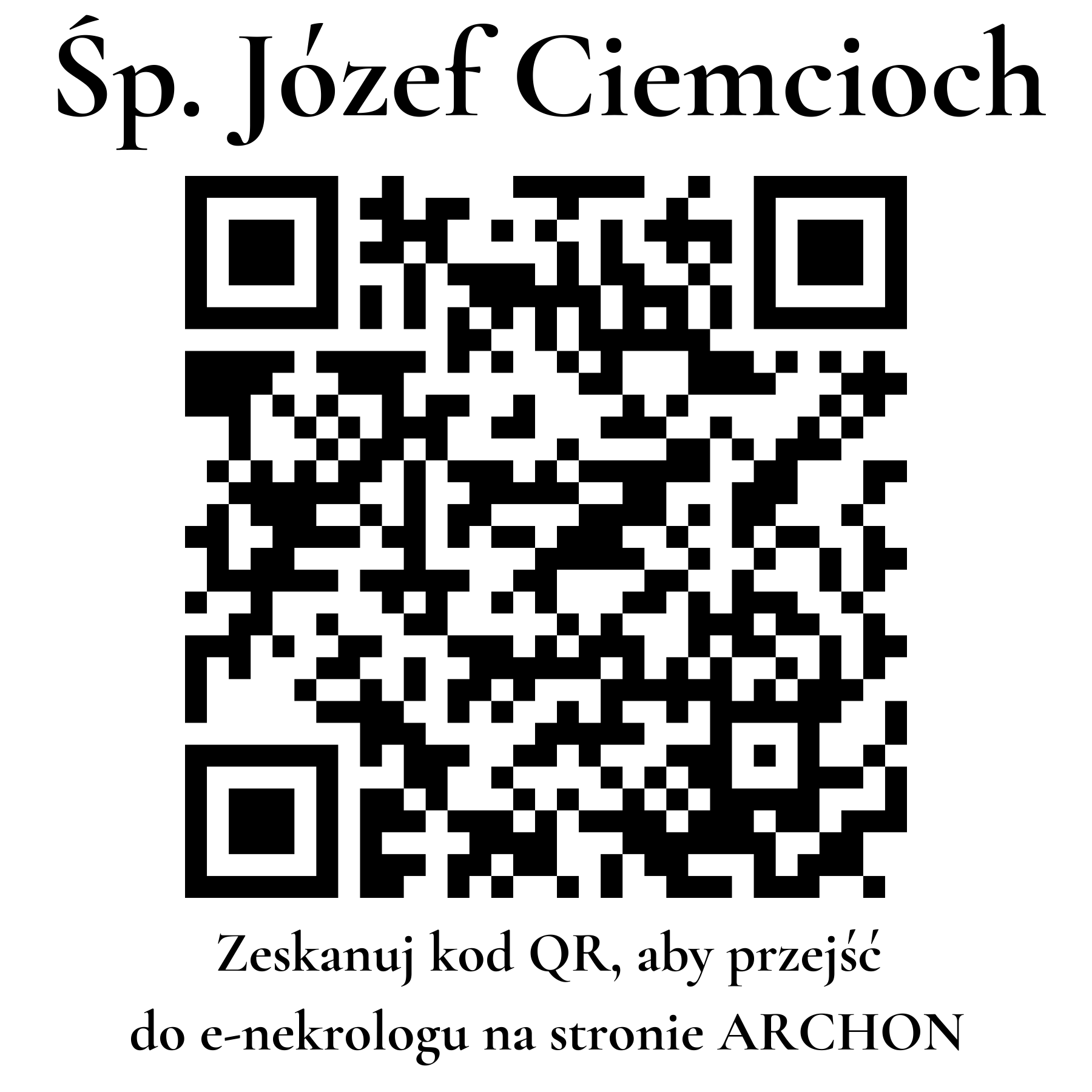 Kod QR do nekrologu Józef Ciemcioch
