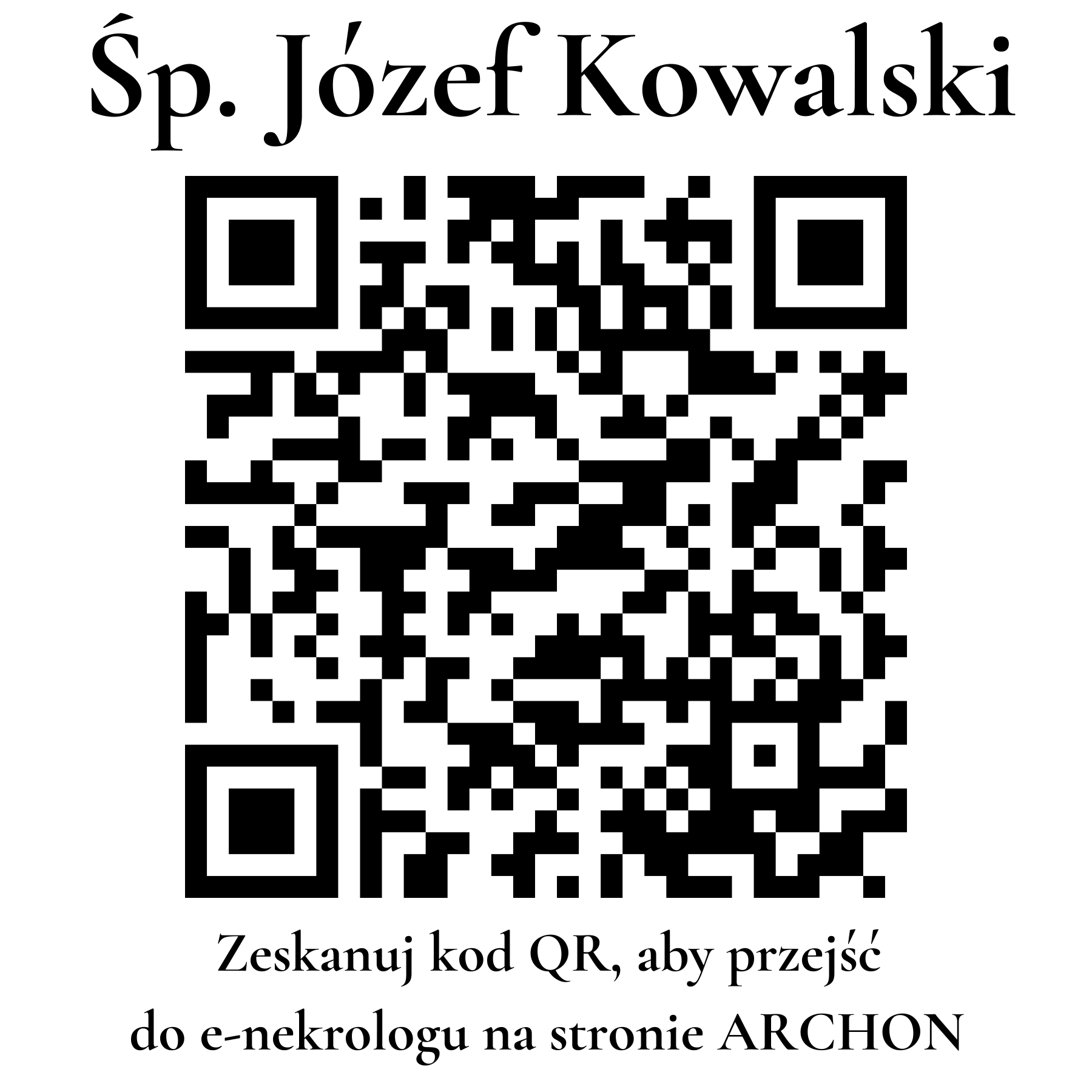 Kod QR do nekrologu Józef Kowalski Kod QR do nekrologu Józef Kowalski