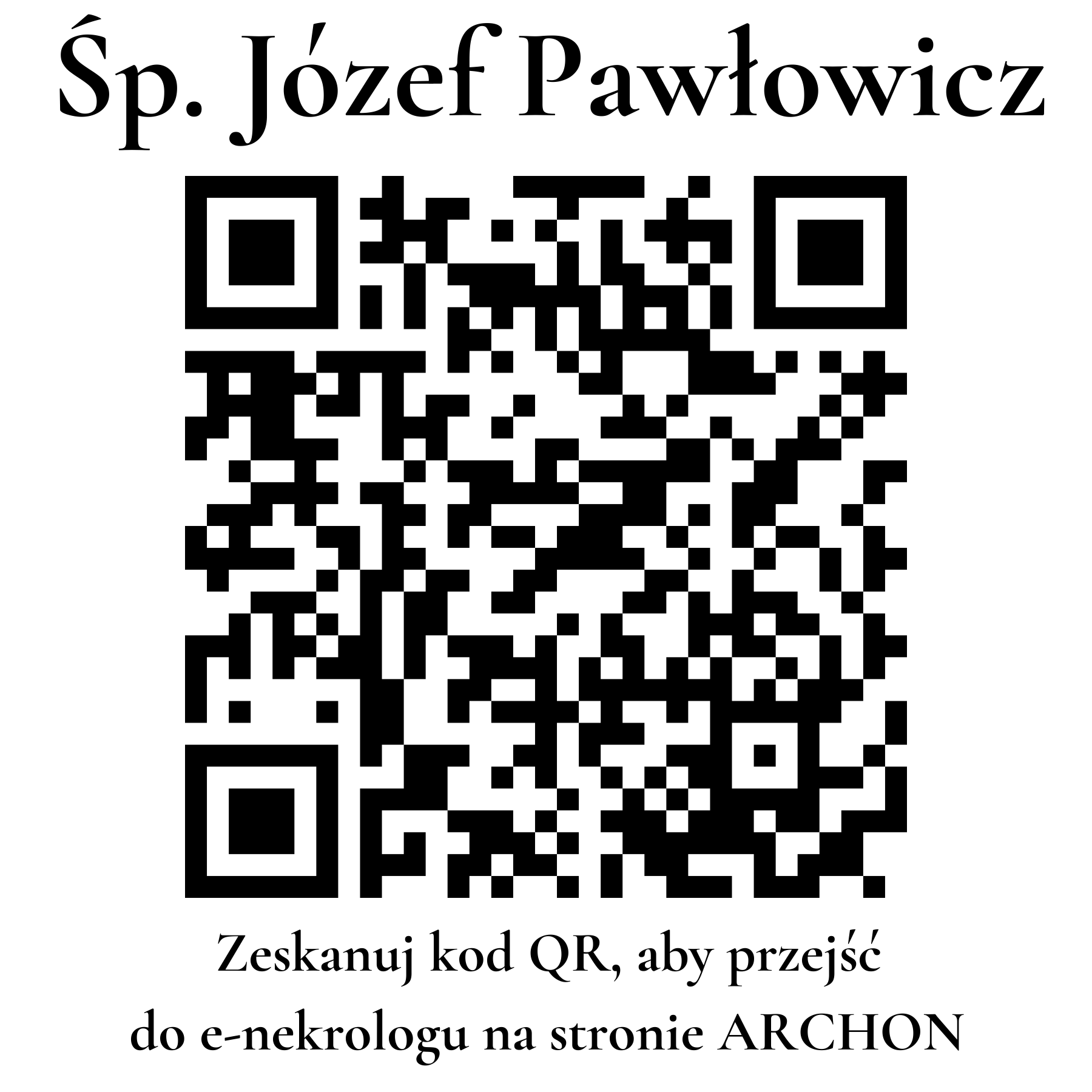 Kod QR do nekrologu Józef Pawłowicz