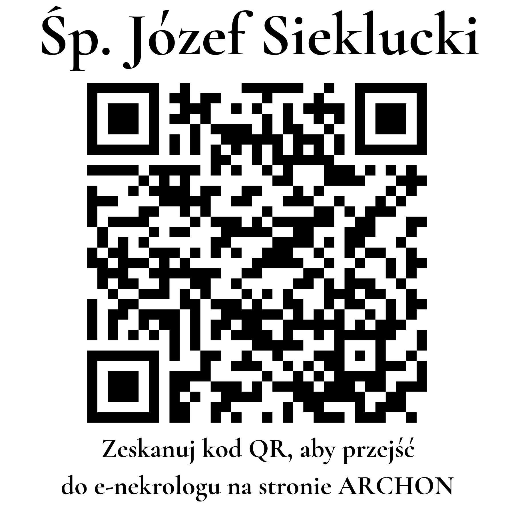 Kod QR do nekrologu Józef Sieklucki