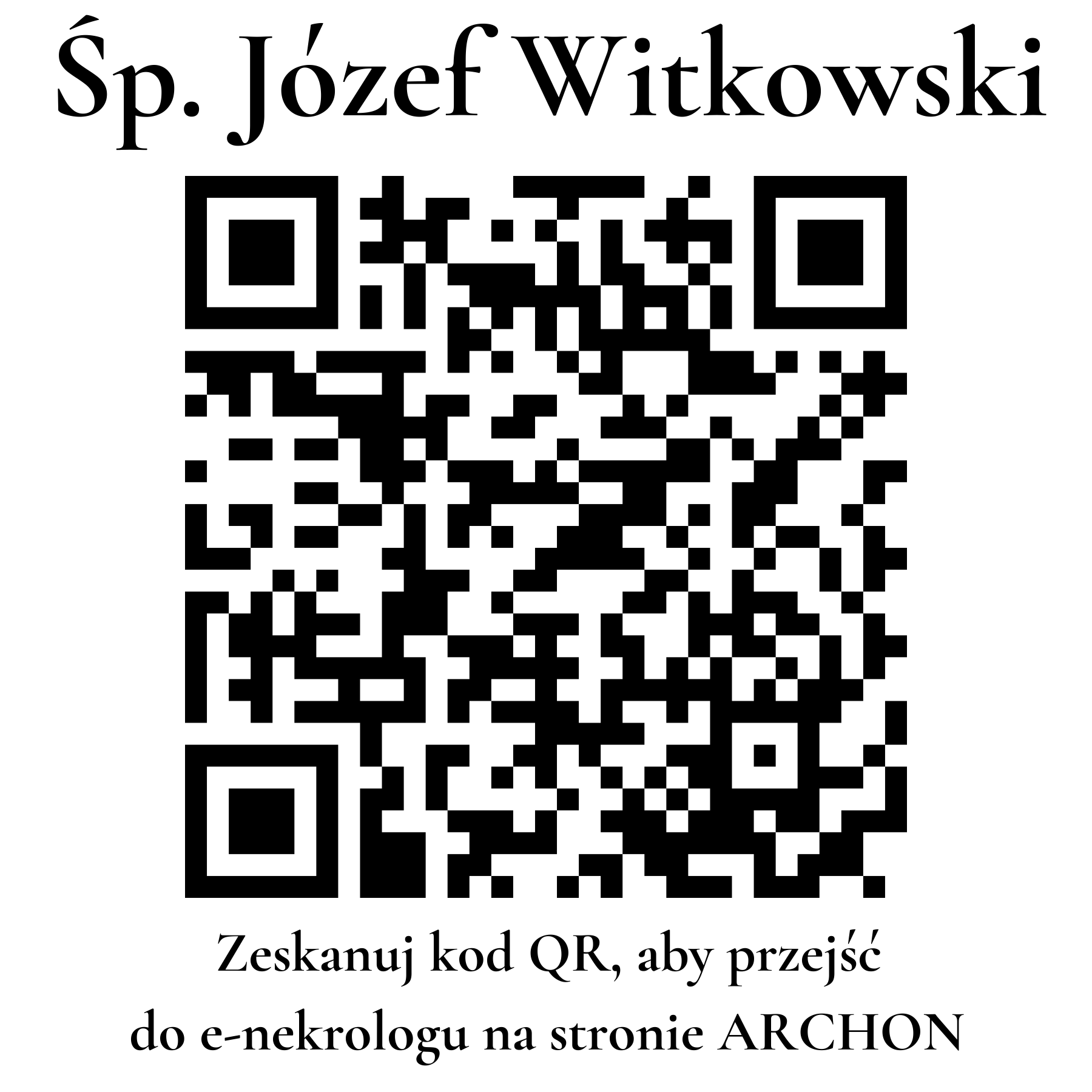 Kod QR do nekrologu Józef Witkowski Kod QR do nekrologu Józef Witkowski