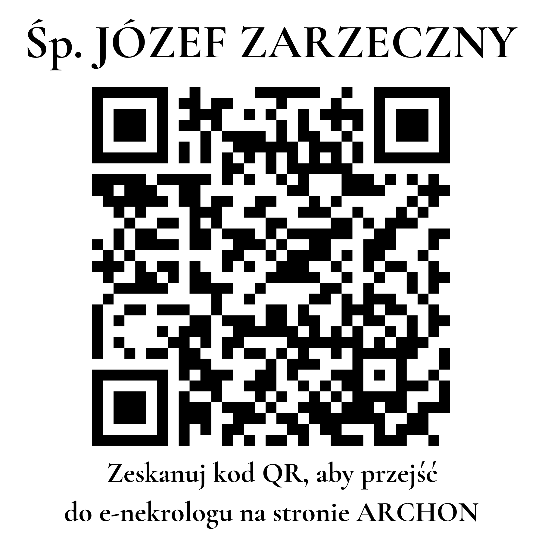 Kod QR do nekrologu JÓZEF ZARZECZNY