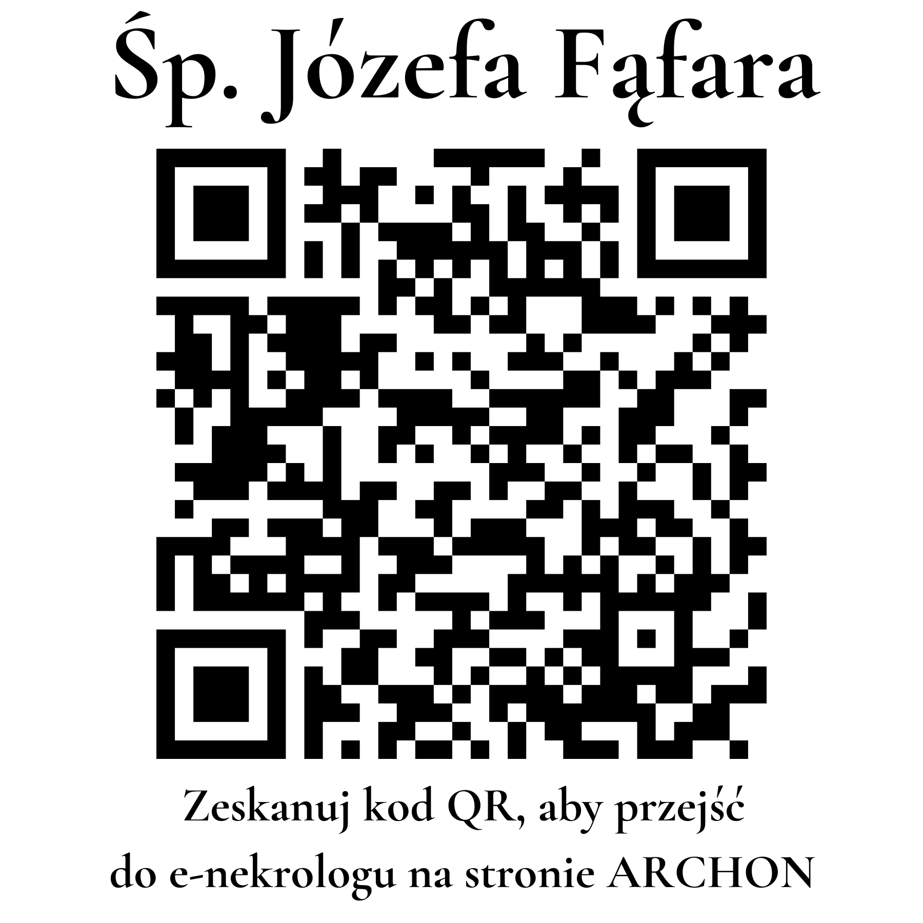 Kod QR do nekrologu Józefa Fąfara