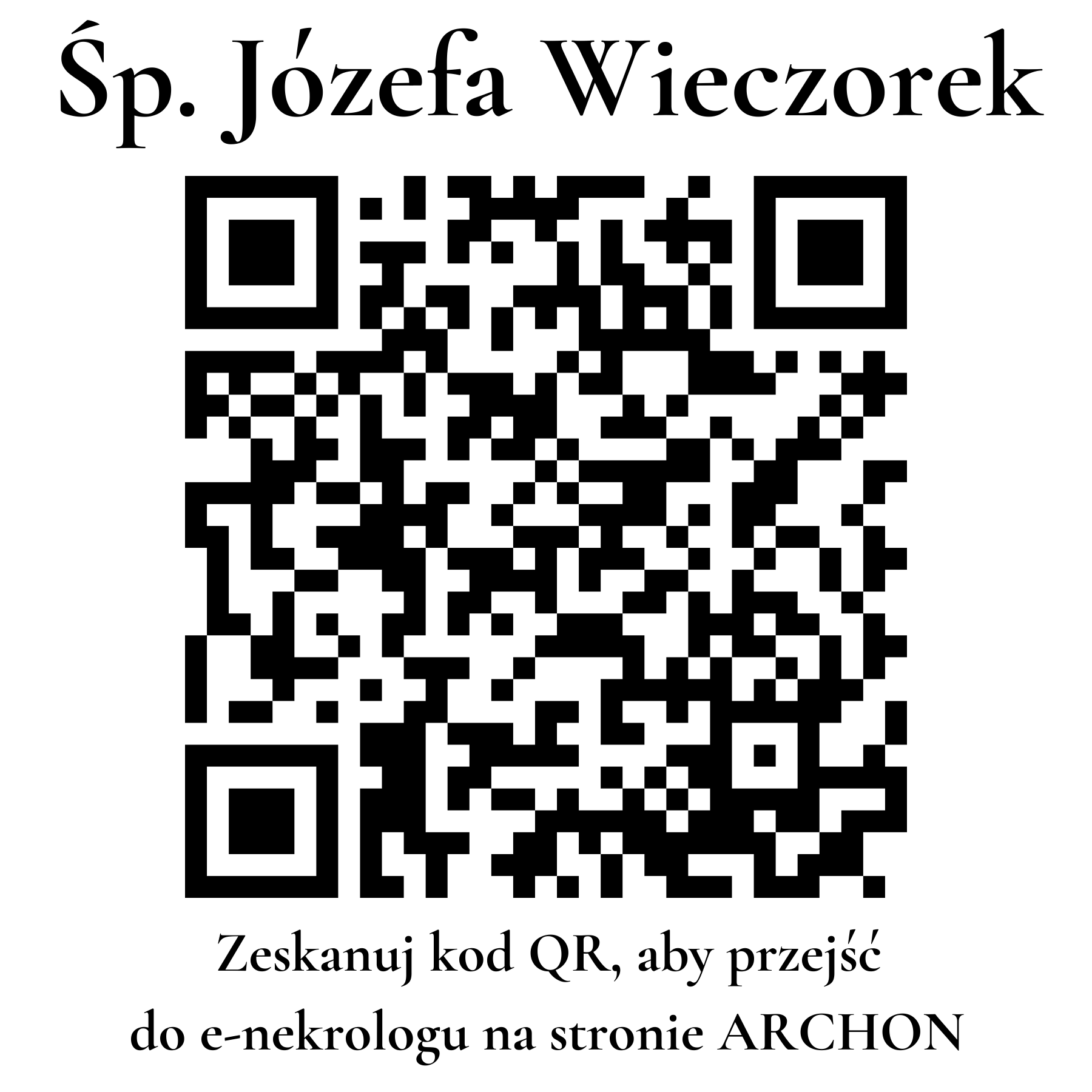 Kod QR do nekrologu Józefa Wieczorek