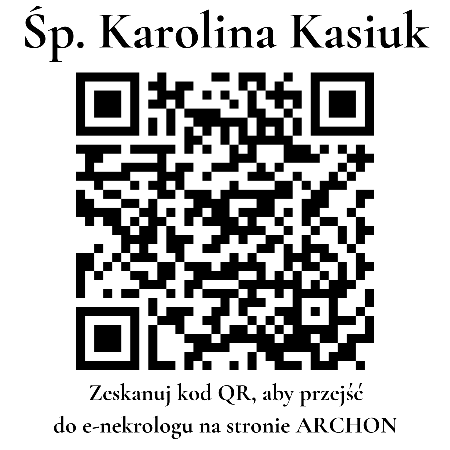 Kod QR do nekrologu Karolina Kasiuk
