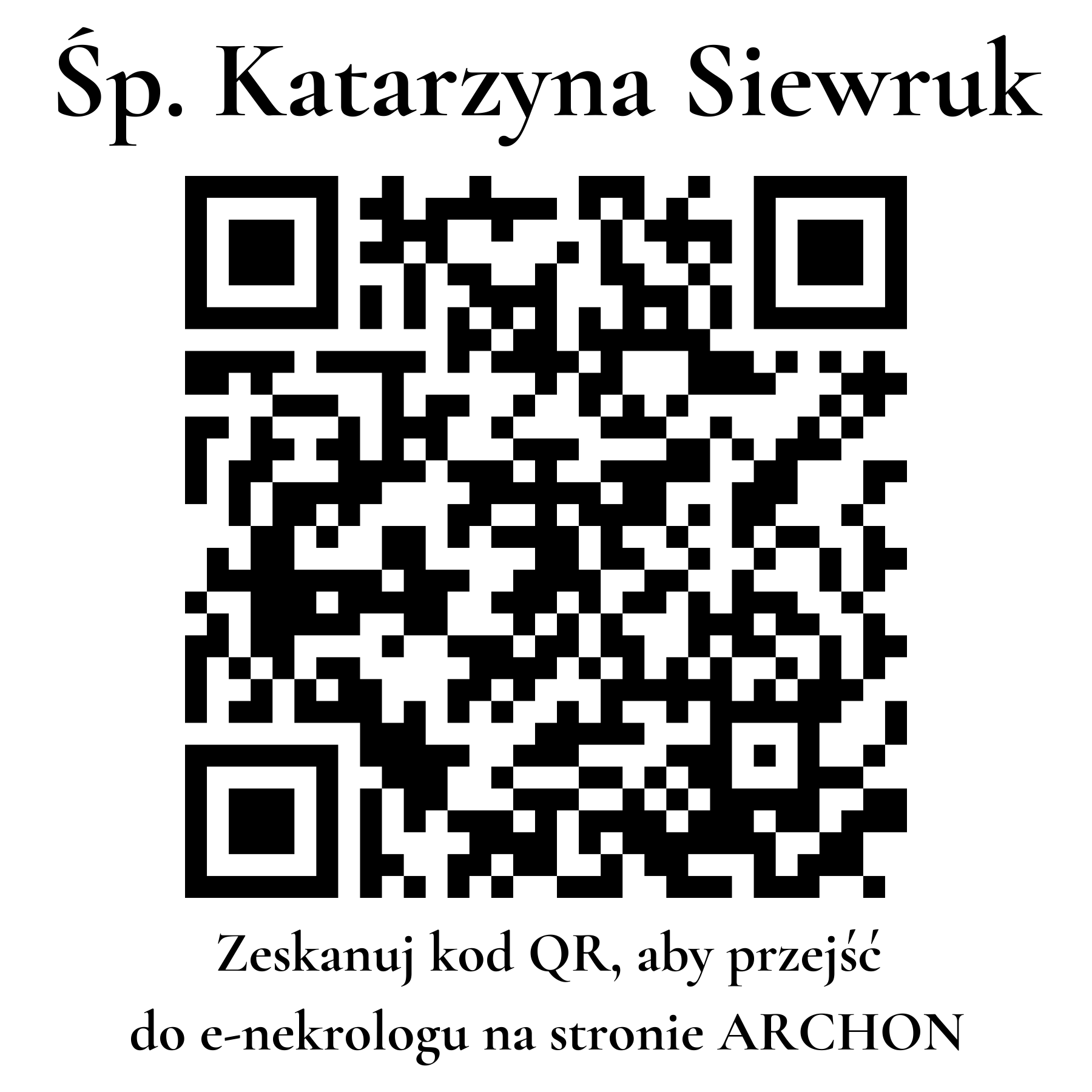 Kod QR do nekrologu Katarzyna Siewruk