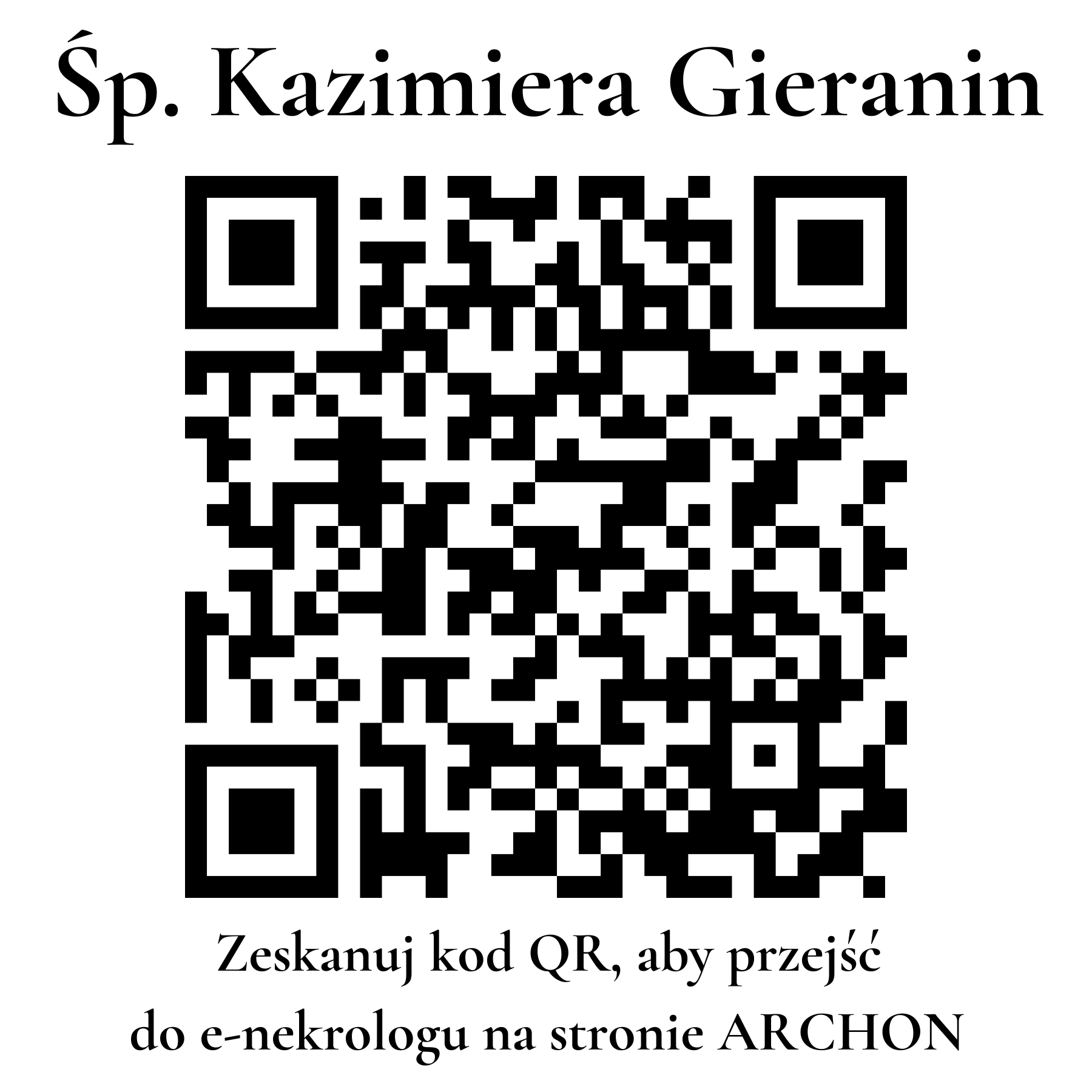 Kod QR do nekrologu Kazimiera Gieranin