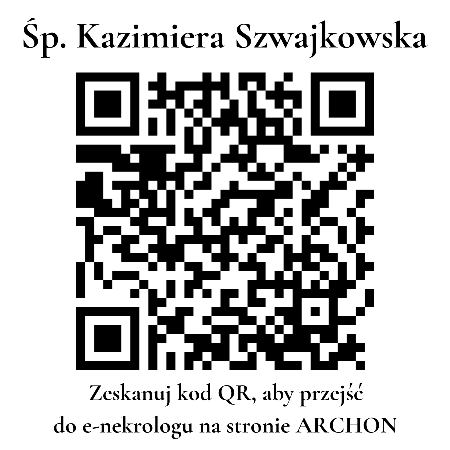 Kod QR do nekrologu Kazimiera Szwajkowska
