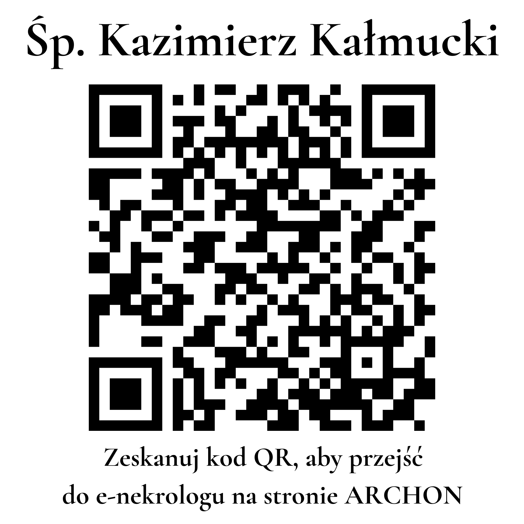 Kod QR do nekrologu Kazimierz Kałmucki
