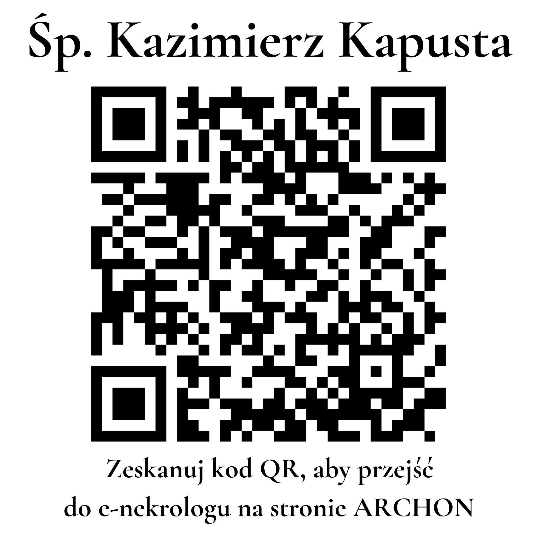 Kod QR do nekrologu Kazimierz Kapusta
