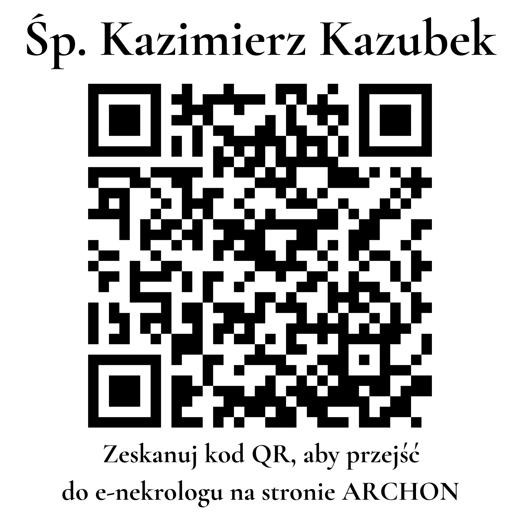 Kod QR do nekrologu Kazimierz Kazubek