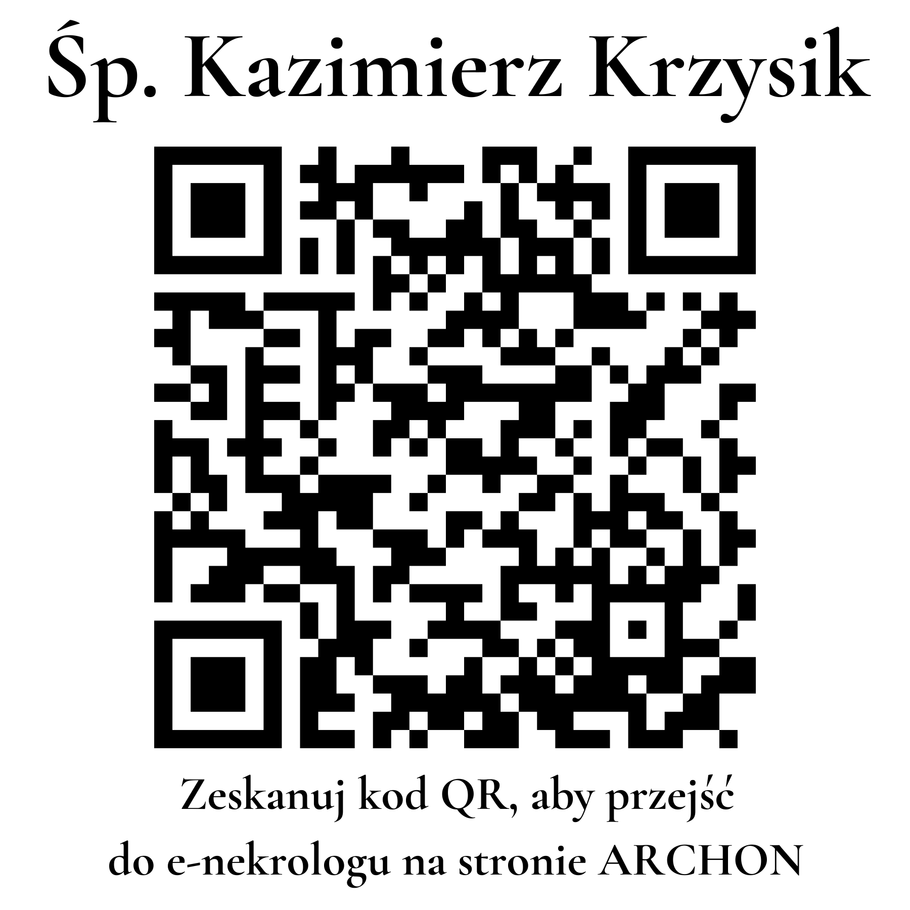 Kod QR do nekrologu Kazimierz Krzysik