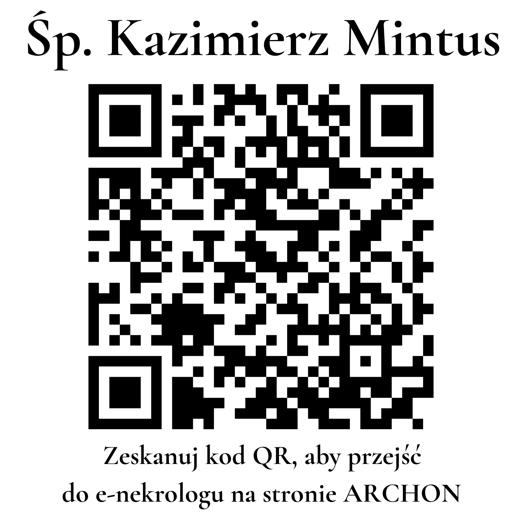 Kod QR do nekrologu Kazimierz Mintus