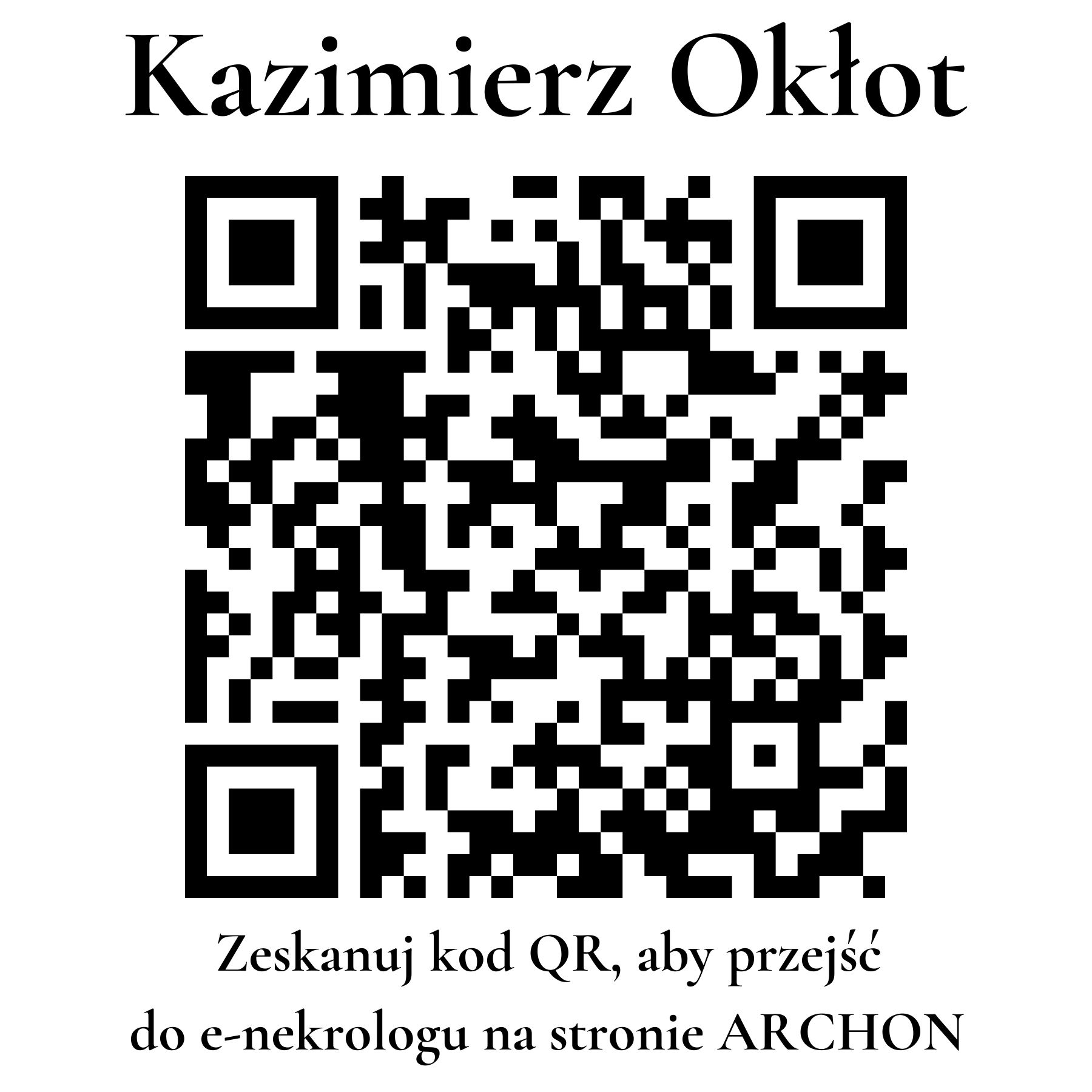 Kod QR do nekrologu Kazimierz Okłot