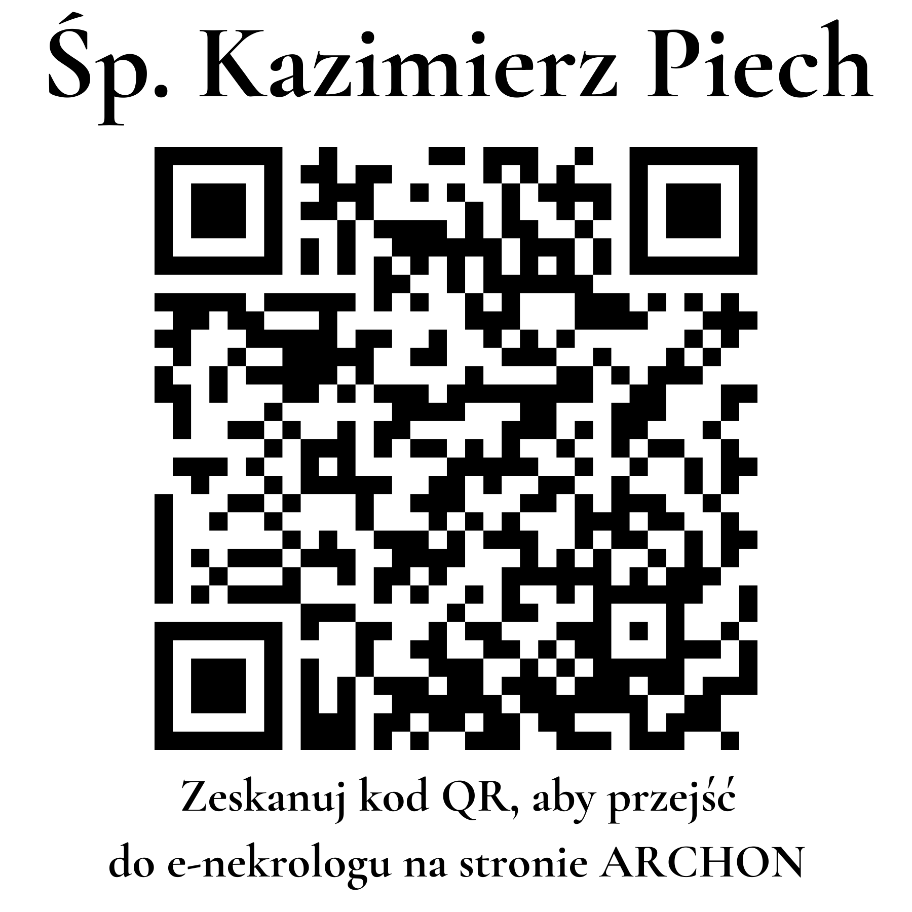 Kod QR do nekrologu Kazimierz Piech