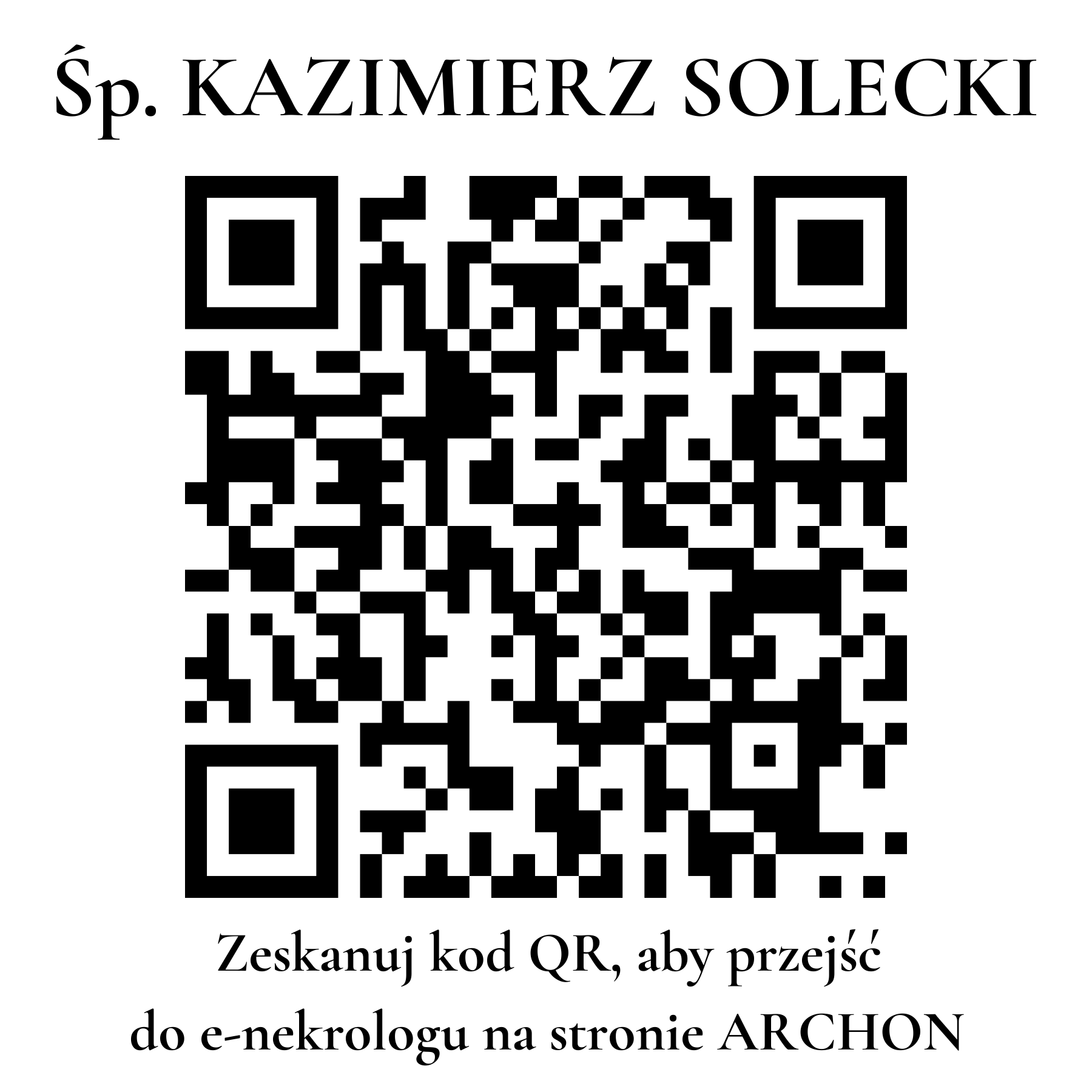 Kod QR do nekrologu KAZIMIERZ SOLECKI