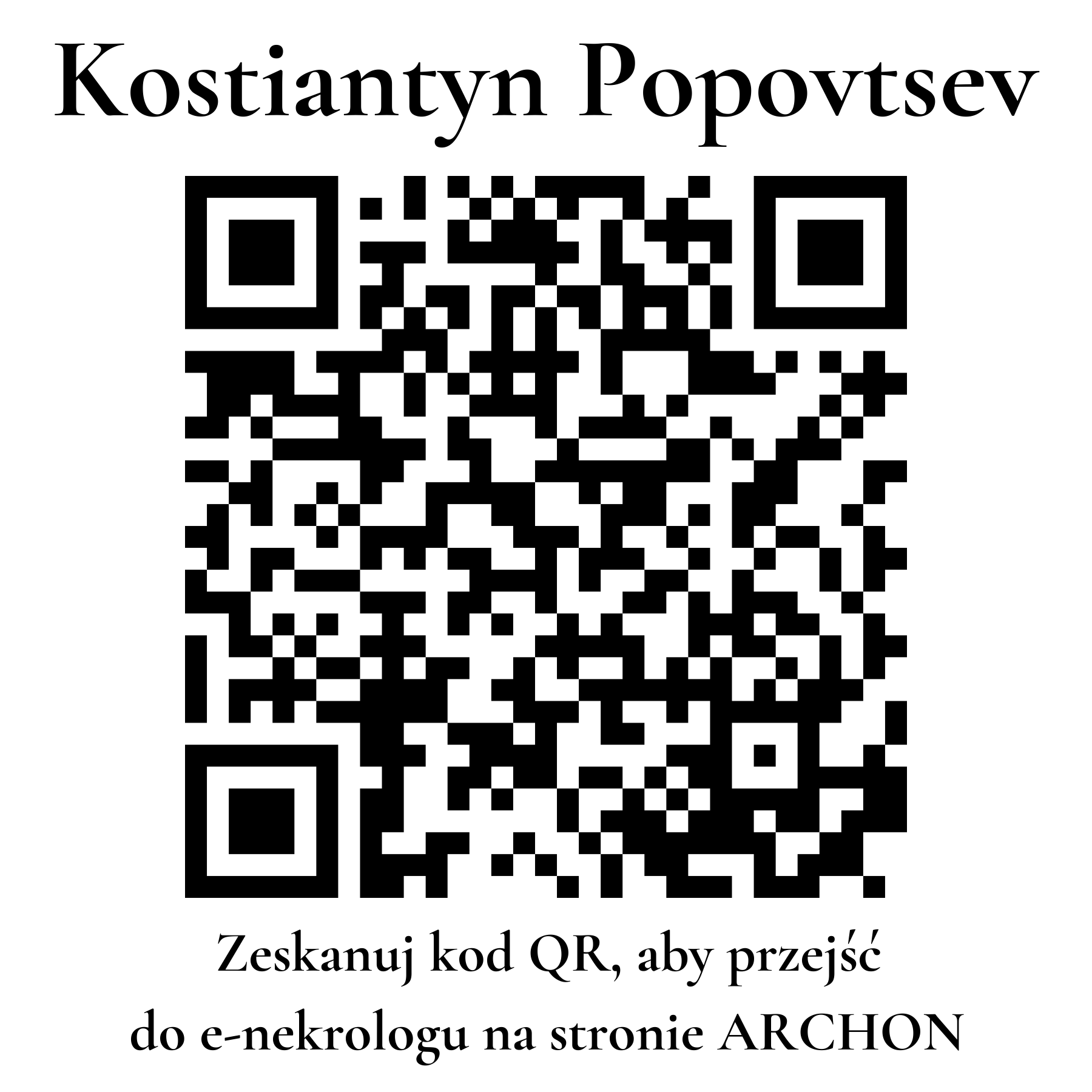 Kod QR do nekrologu Kostiantyn Popovtsev