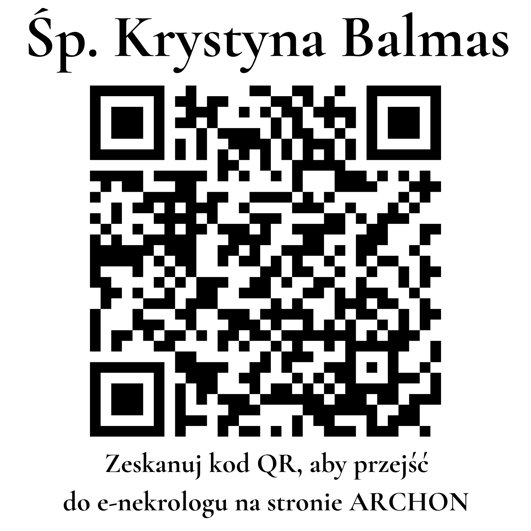 Kod QR do nekrologu Krystyna Balmas