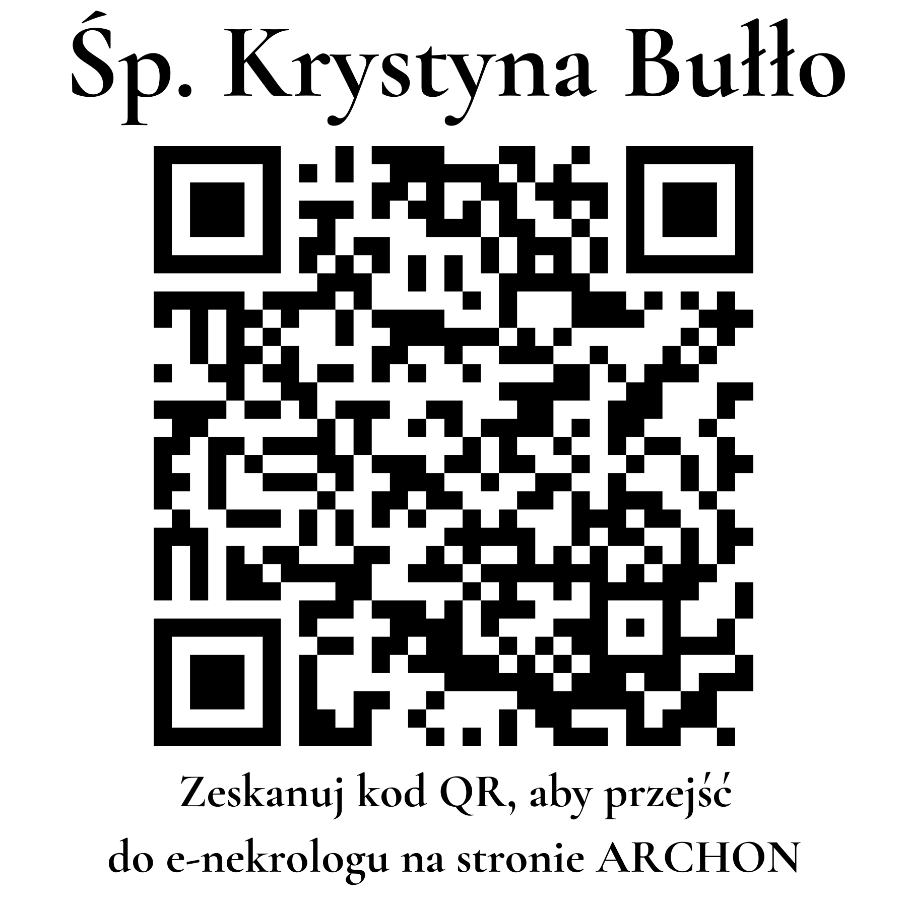 Kod QR do nekrologu Krystyna Bułło