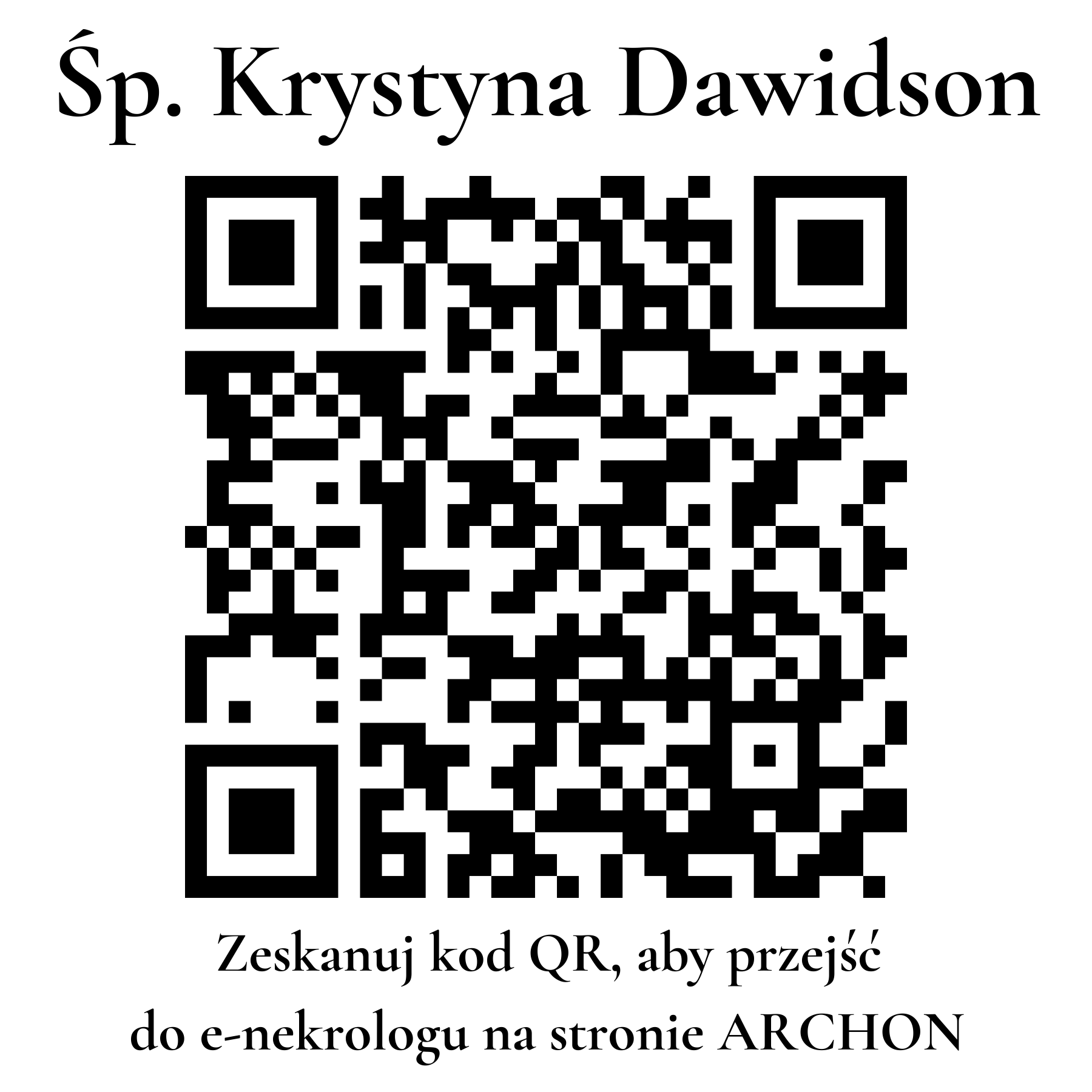Kod QR do nekrologu Krystyna Dawidson