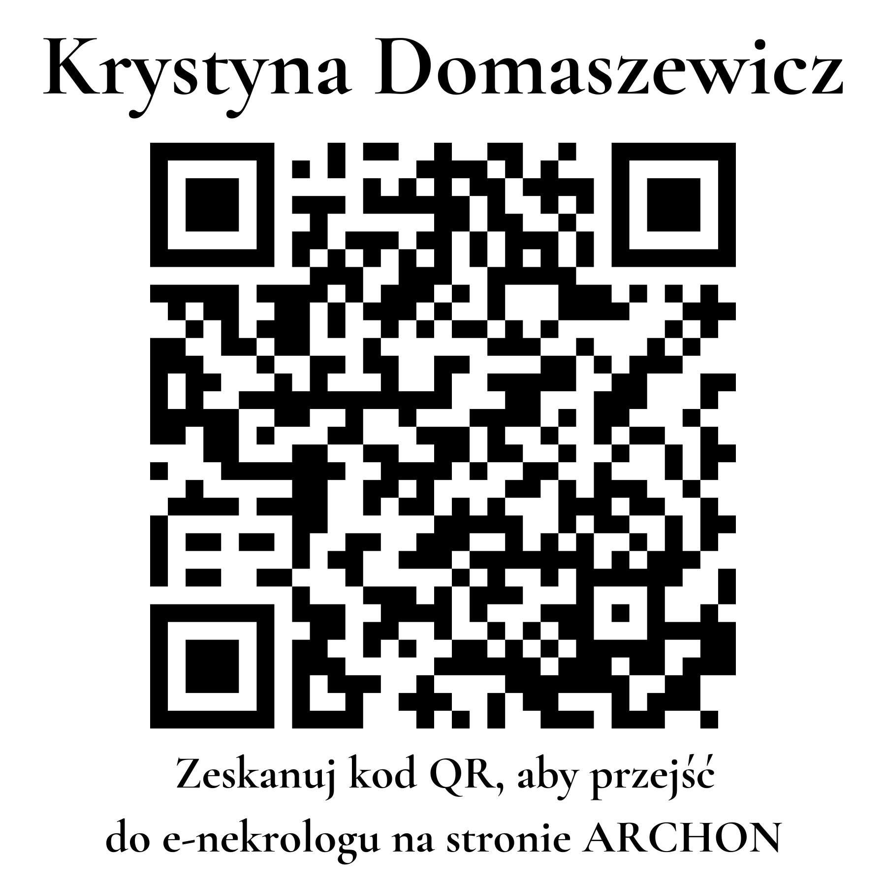 Kod QR do nekrologu Krystyna Domaszewicz