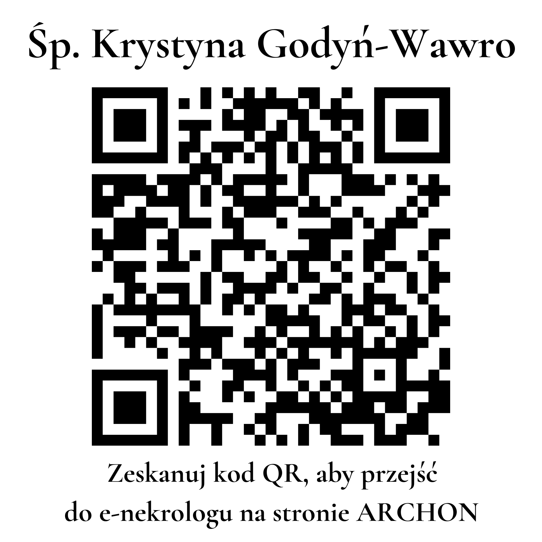 Kod QR do nekrologu Krystyna Godyń-Wawro