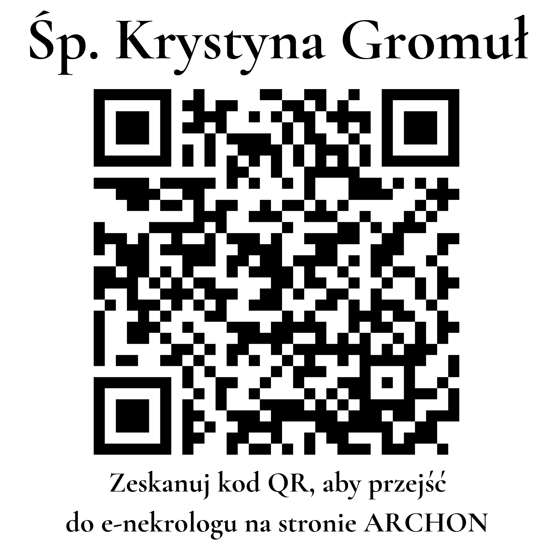 Kod QR do nekrologu Krystyna Gromuł