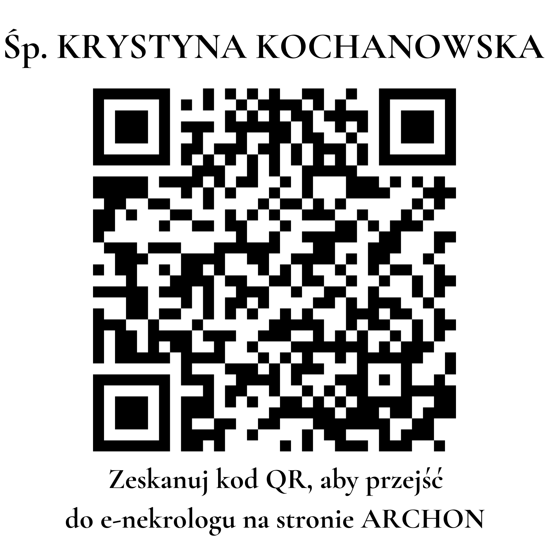 Kod QR do nekrologu KRYSTYNA KOCHANOWSKA