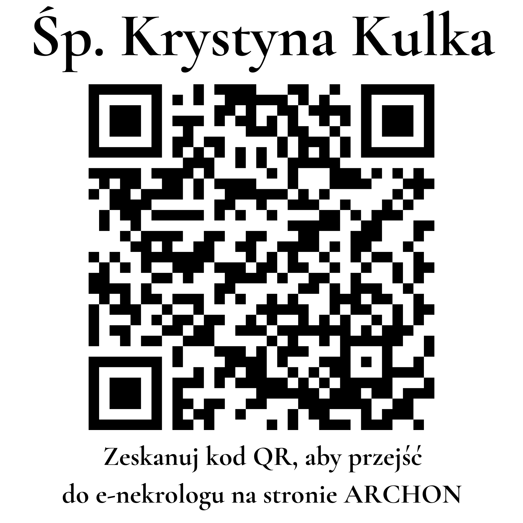 Kod QR do nekrologu Krystyna Kulka Kod QR do nekrologu Krystyna Kulka