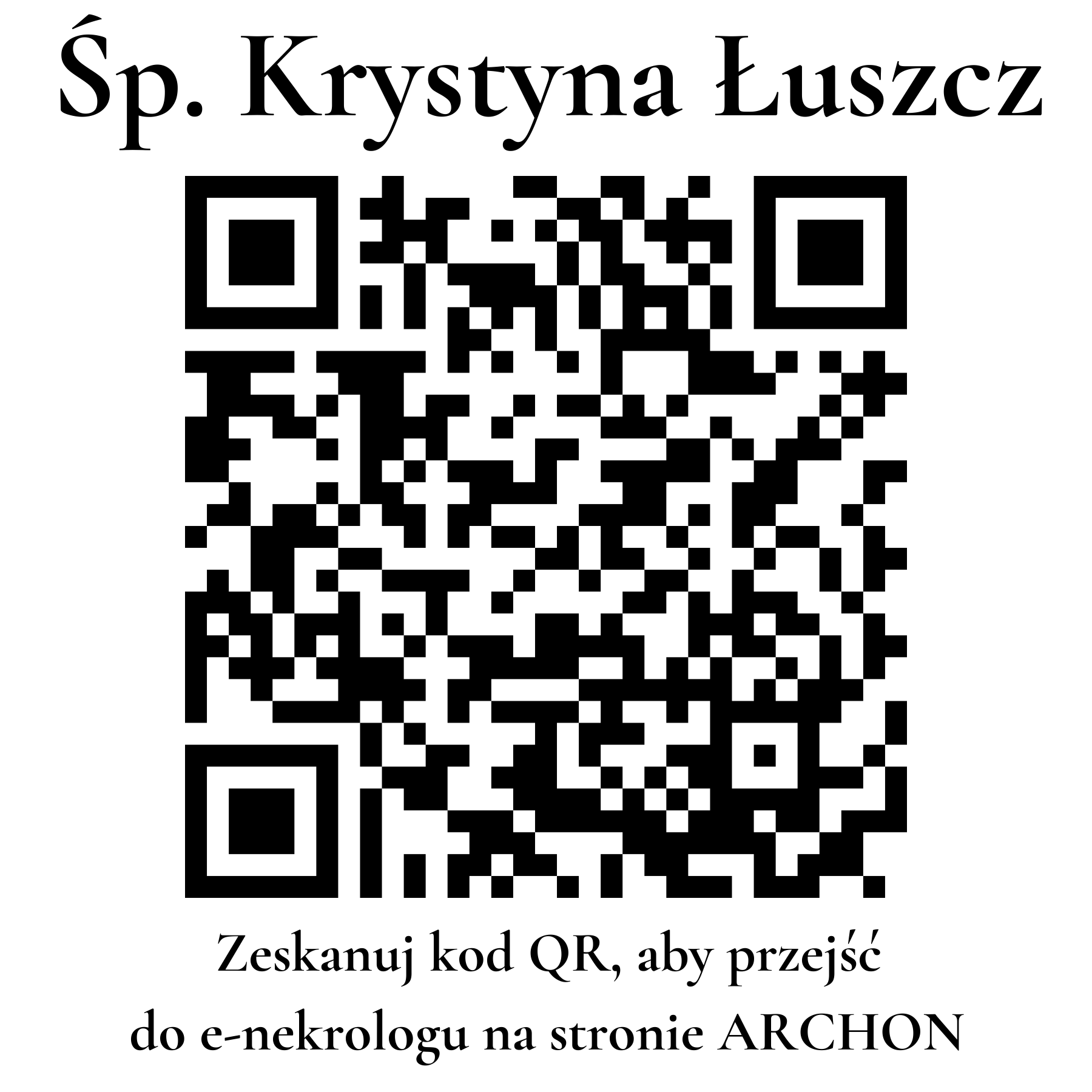 Kod QR do nekrologu Krystyna Łuszcz
