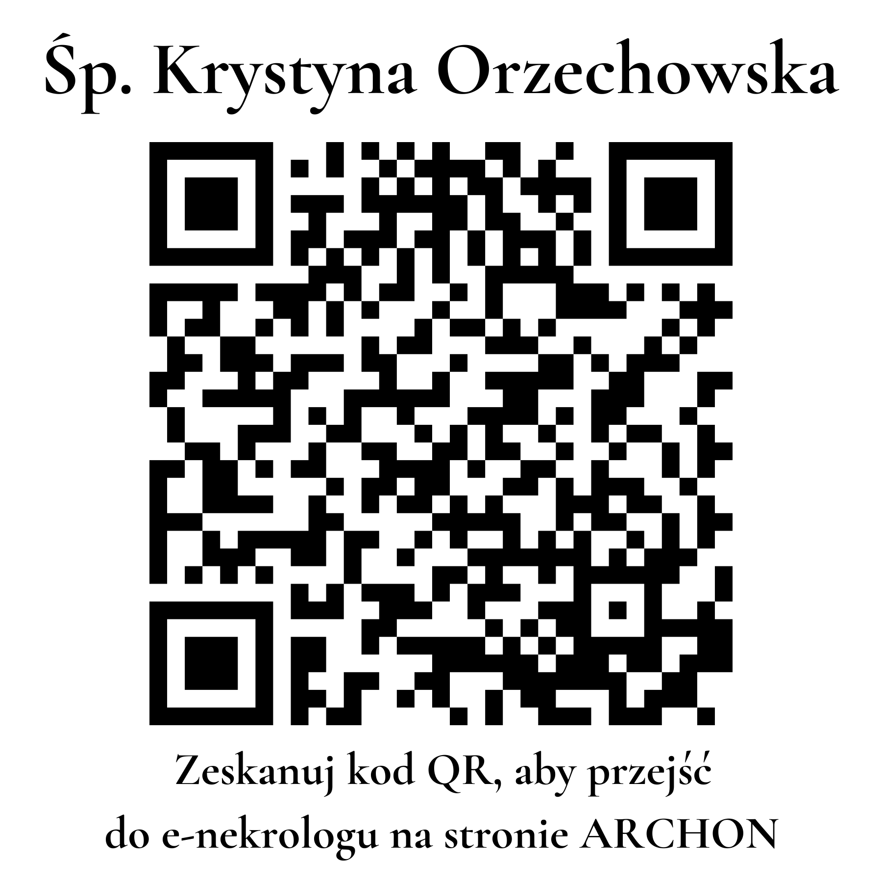 Kod QR do nekrologu Krystyna Orzechowska
