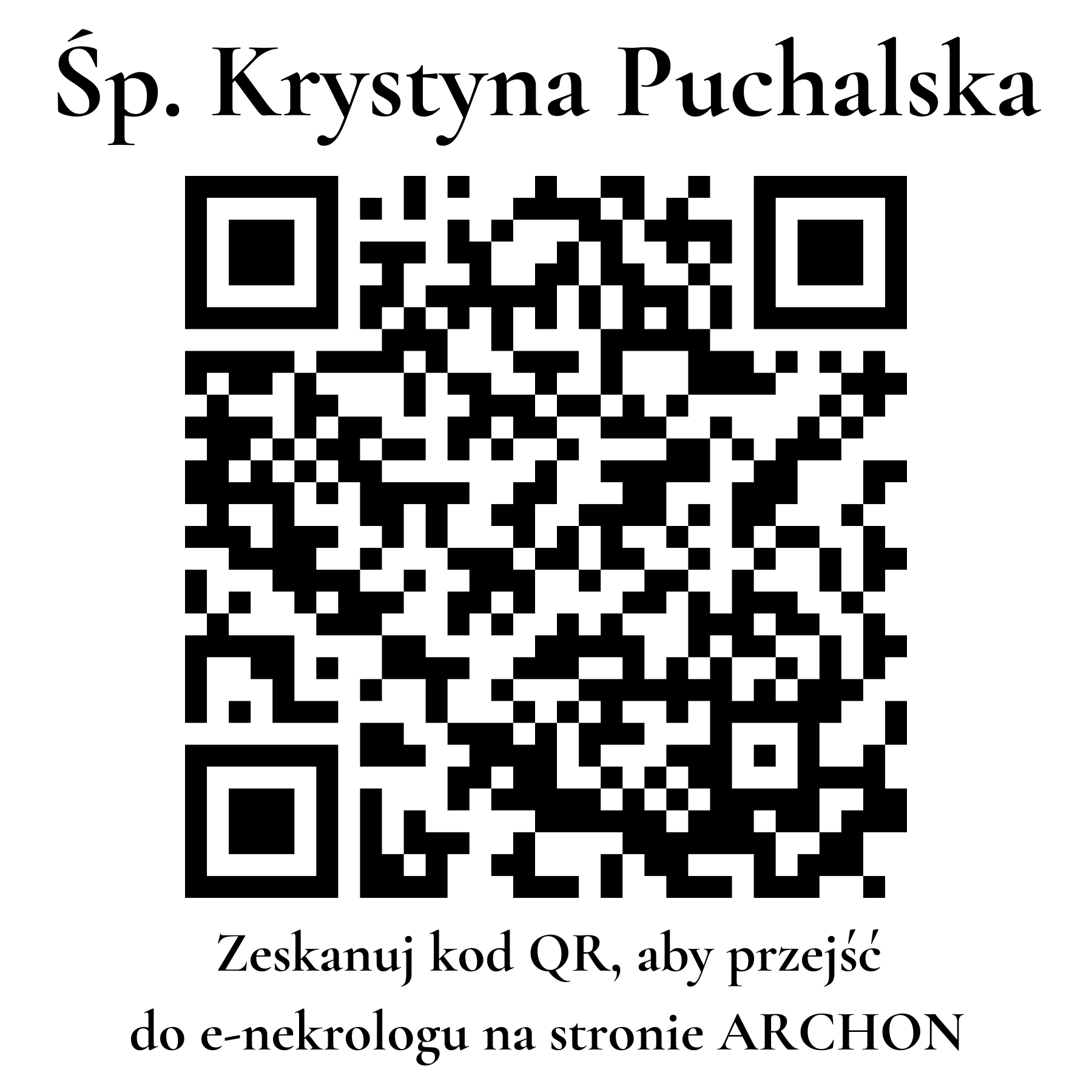 Kod QR do nekrologu Krystyna Puchalska
