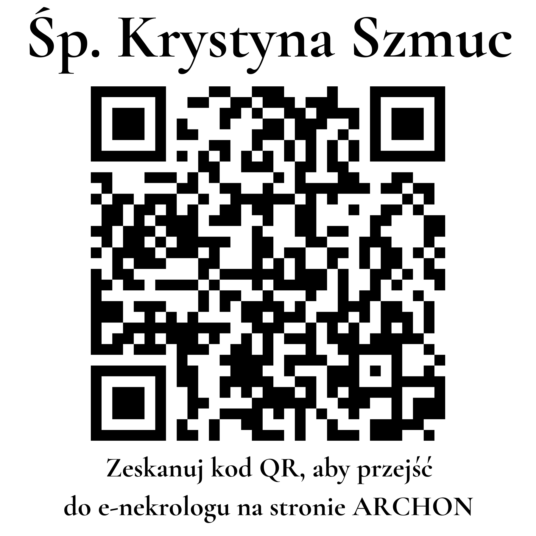 Kod QR do nekrologu Krystyna Szmuc