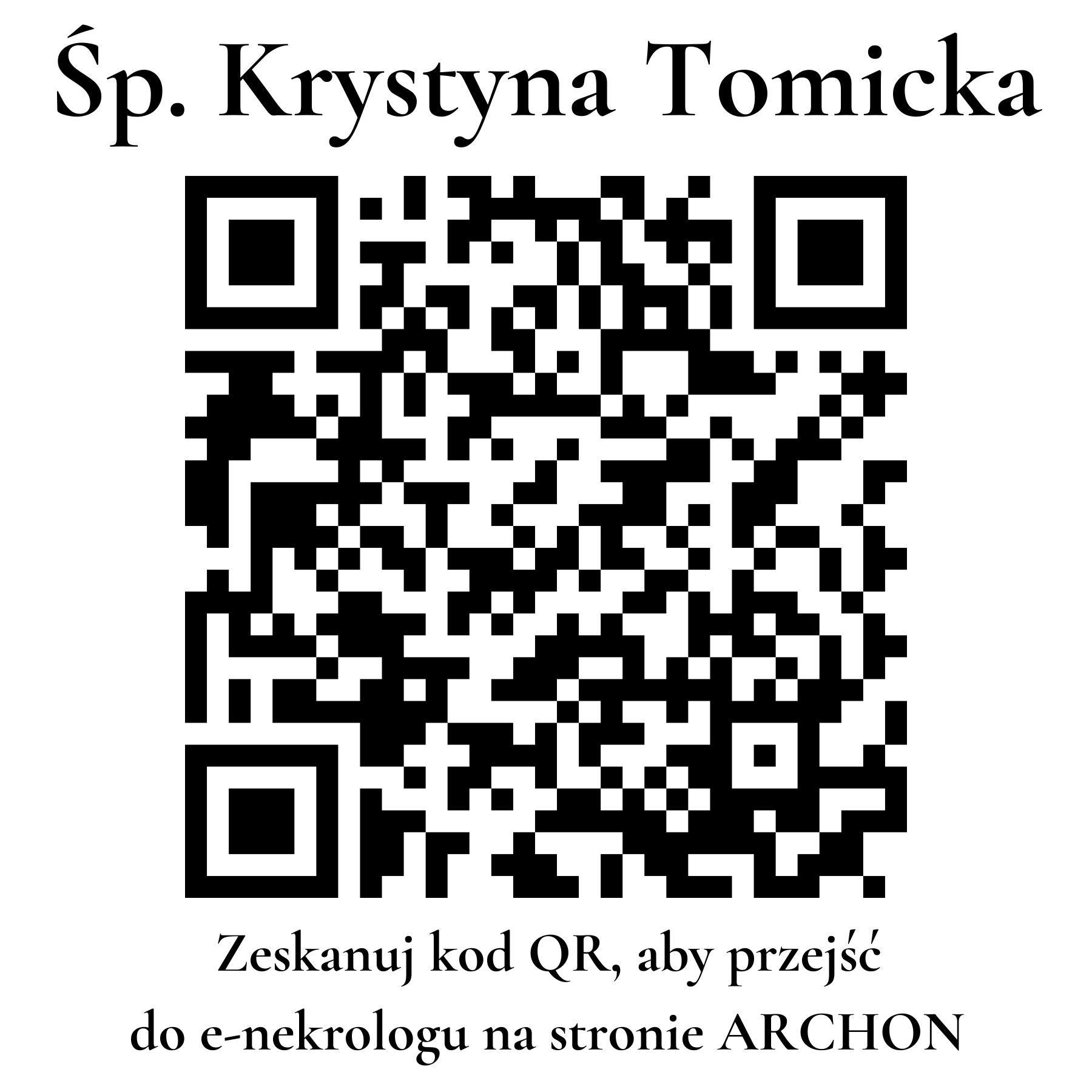 Kod QR do nekrologu Krystyna Tomicka