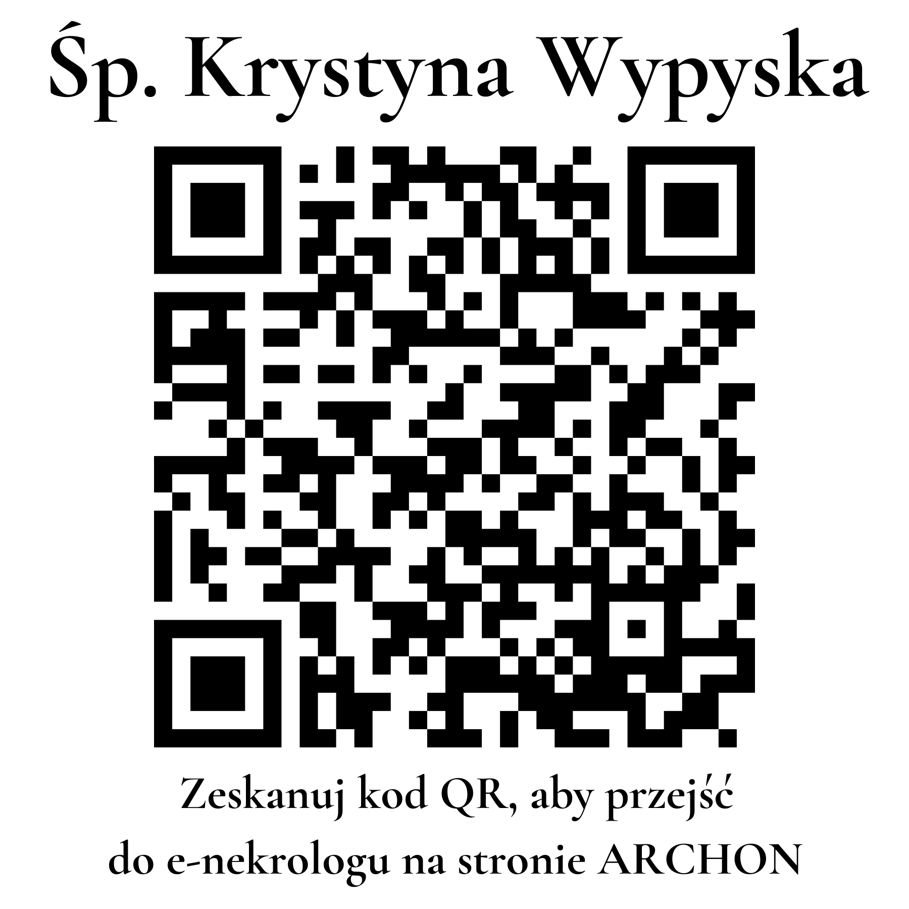 Kod QR do nekrologu Krystyna Wypyska