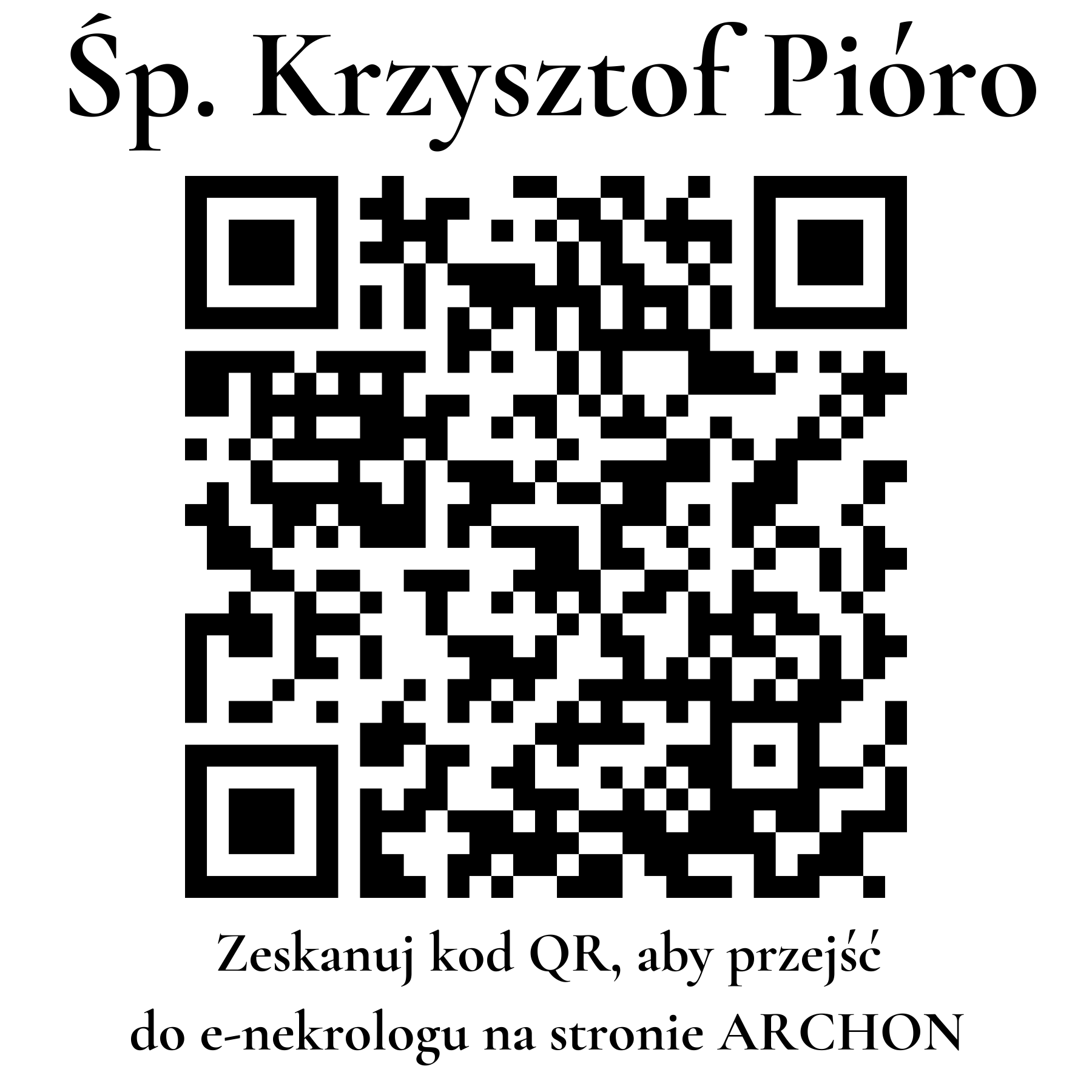 Kod QR do nekrologu Krzysztof Pióro