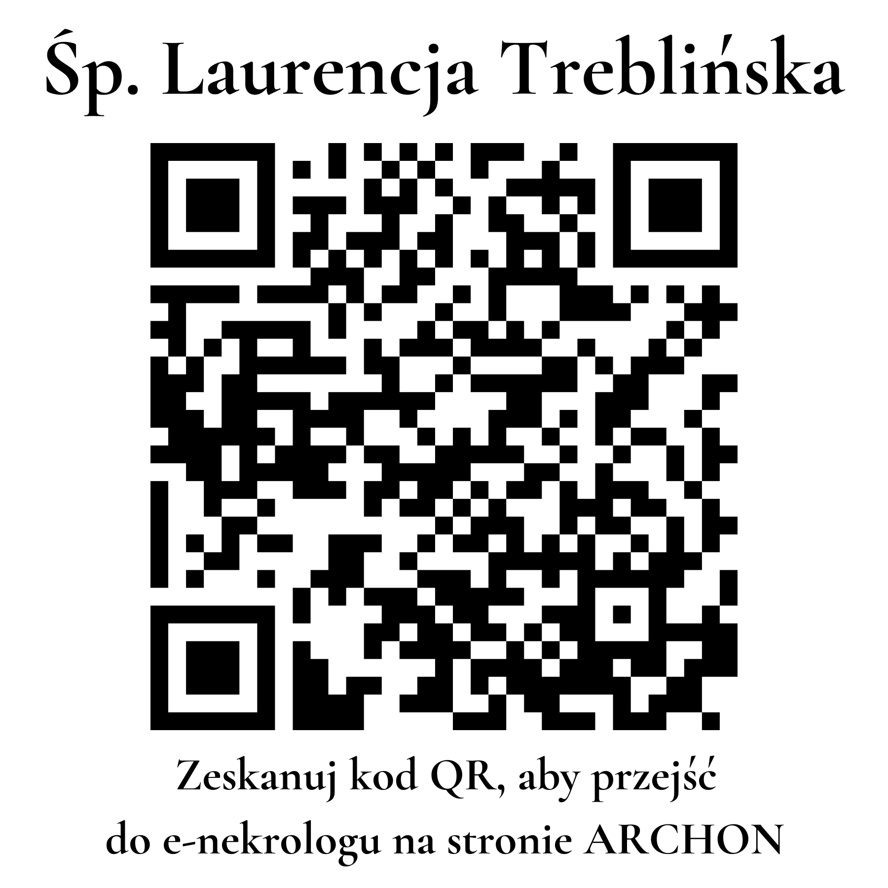 Kod QR do nekrologu Laurencja Treblińska